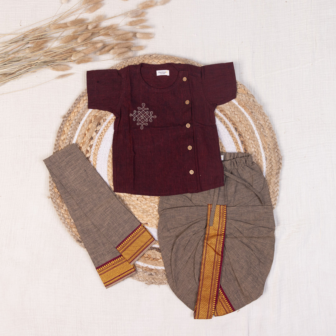 Royal Maroon Mangalagiri Dhoti set