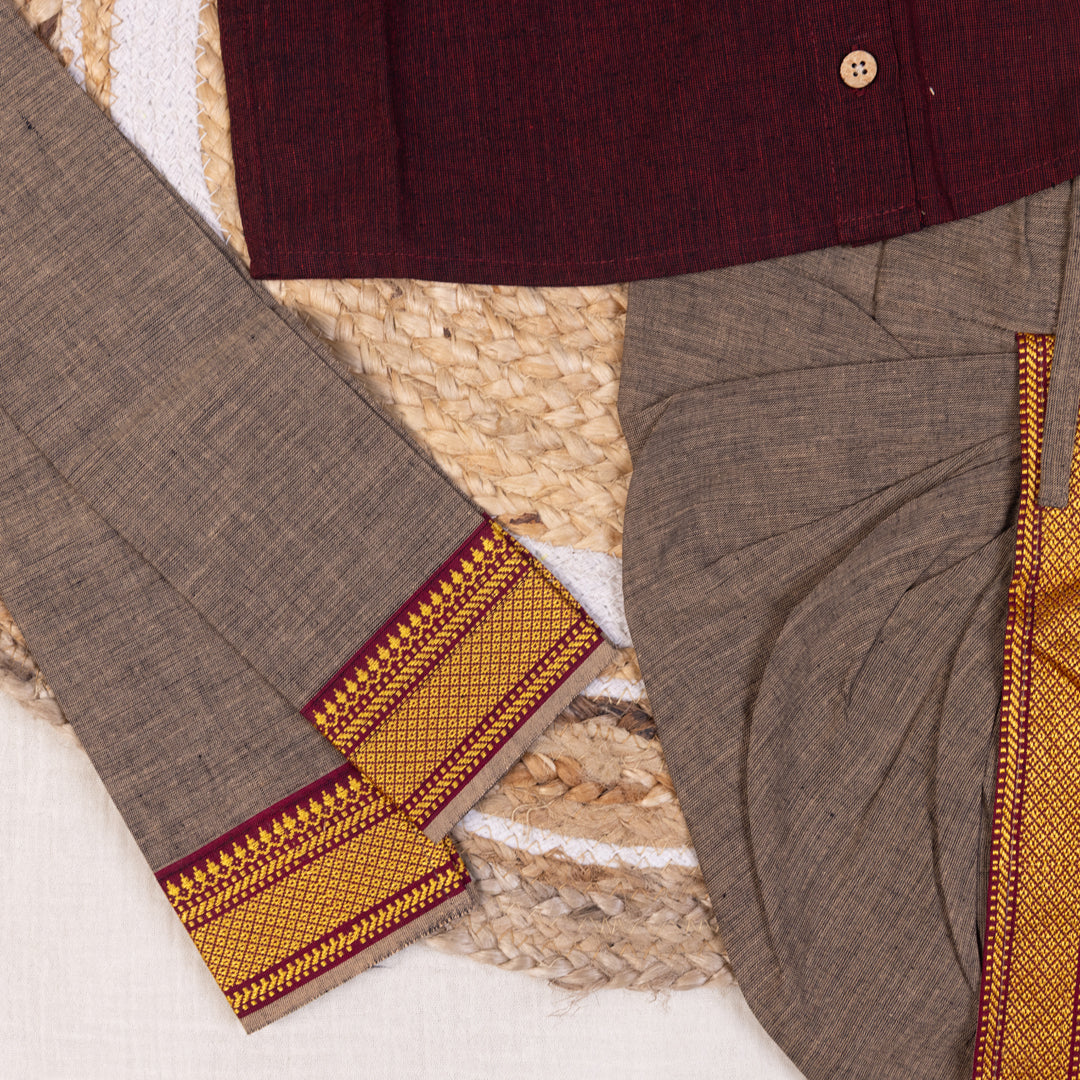 Royal Maroon Mangalagiri Dhoti set
