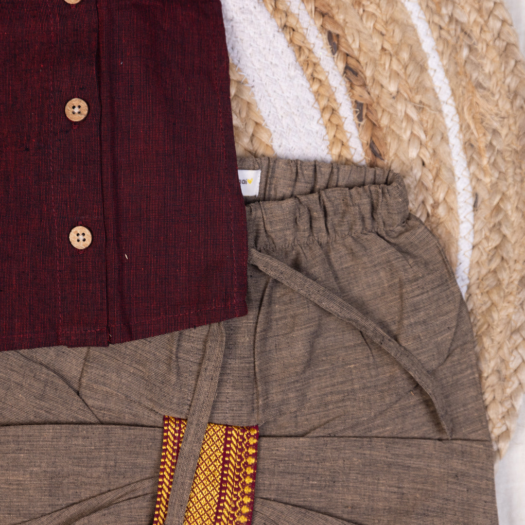 Royal Maroon Mangalagiri Dhoti set