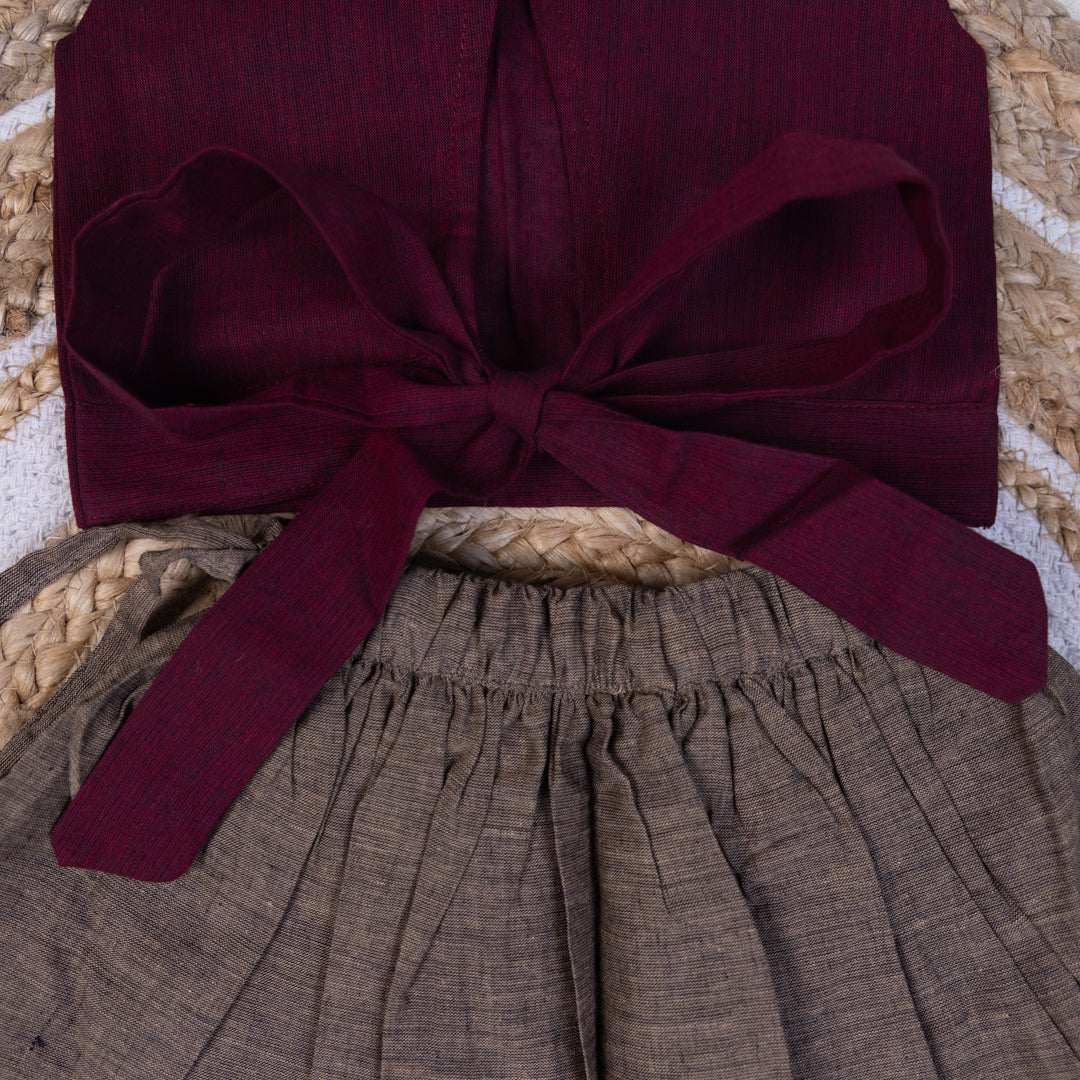 Royal Maroon Mangalagiri Skirt set
