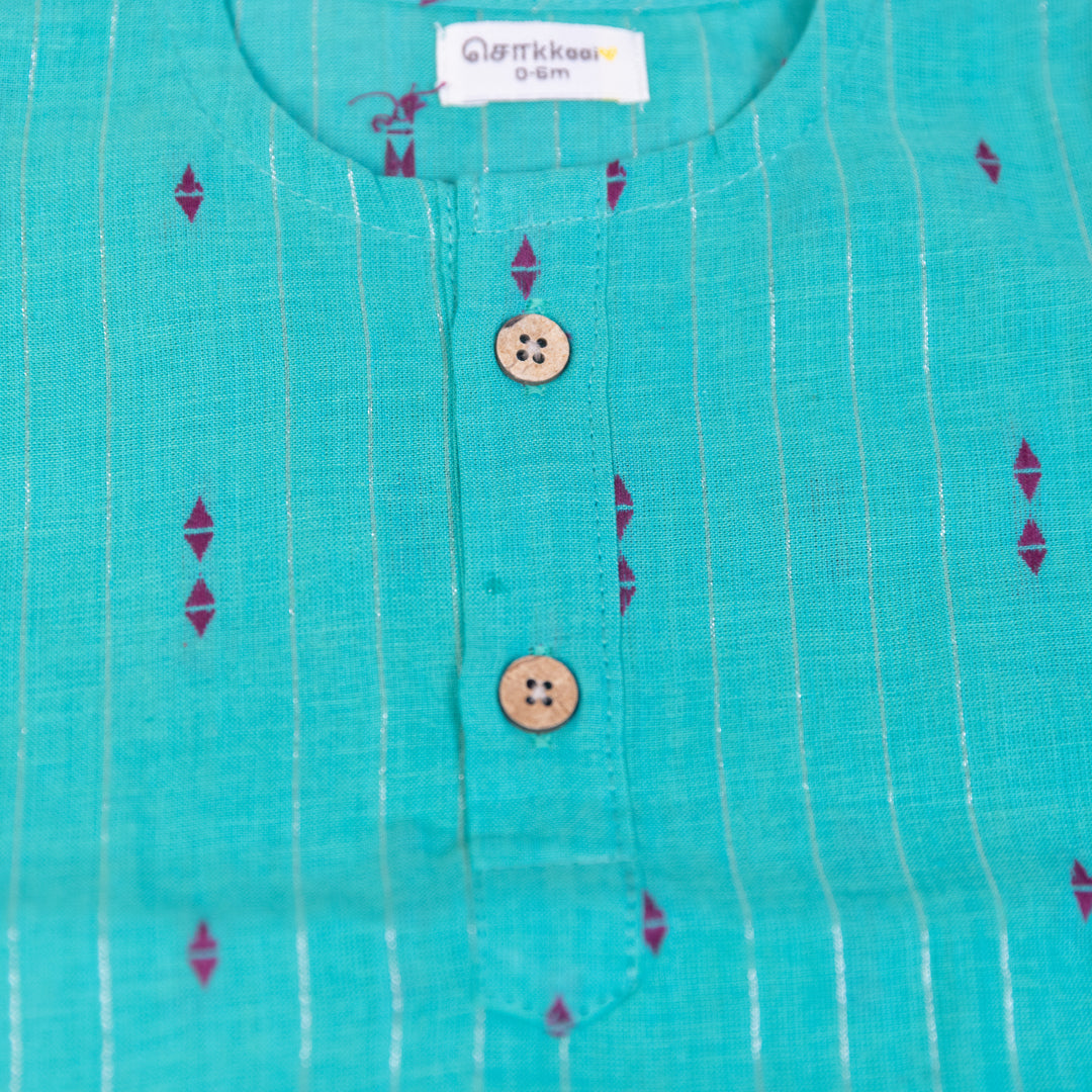 Emarald Rust Handloom Dhoti  set