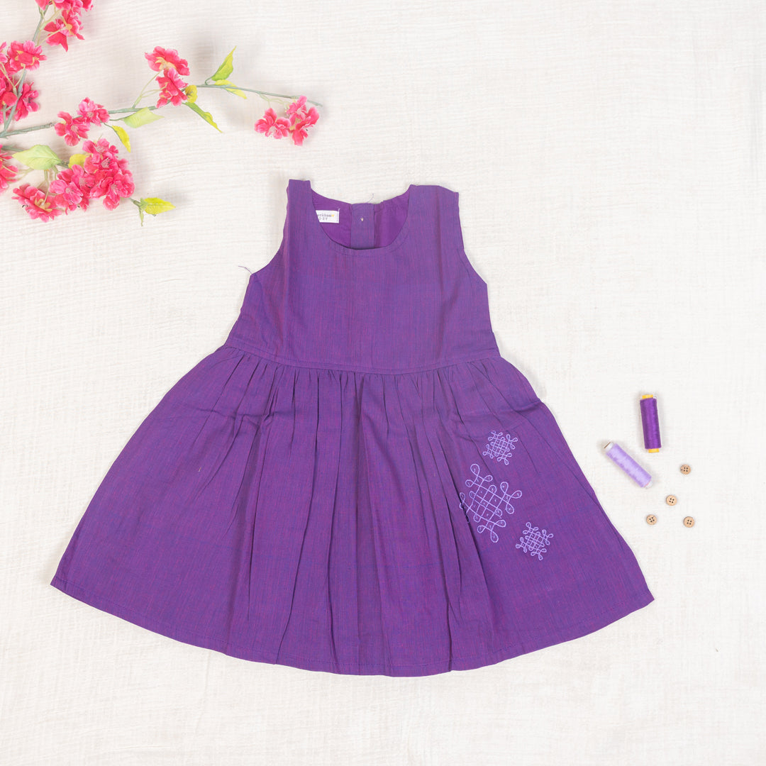Royal Purple Flared Back -Tie Frock