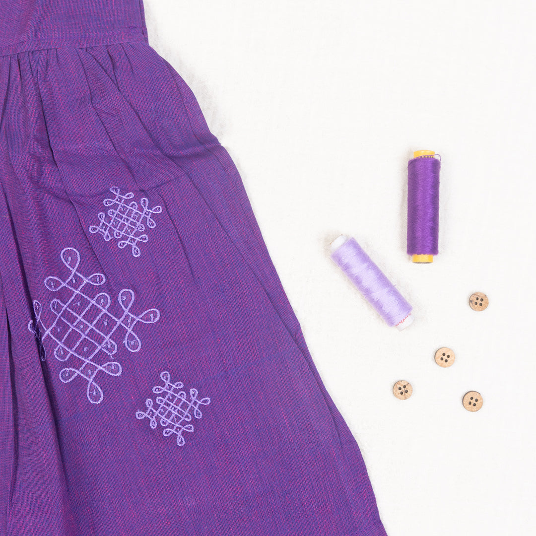 Royal Purple Flared Back -Tie Frock