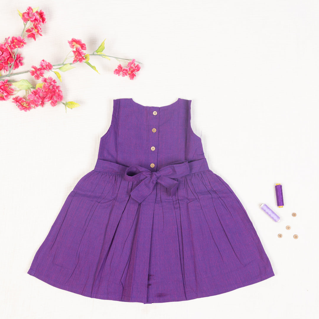 Royal Purple Flared Back -Tie Frock