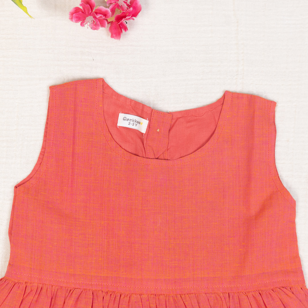 Rust Red Flared Back -Tie Frock