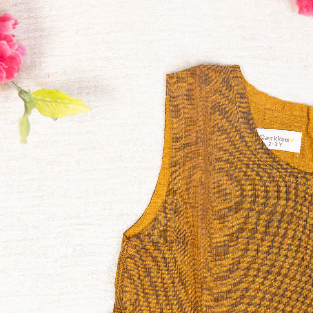 Earth Brown Flared Back -Tie Frock