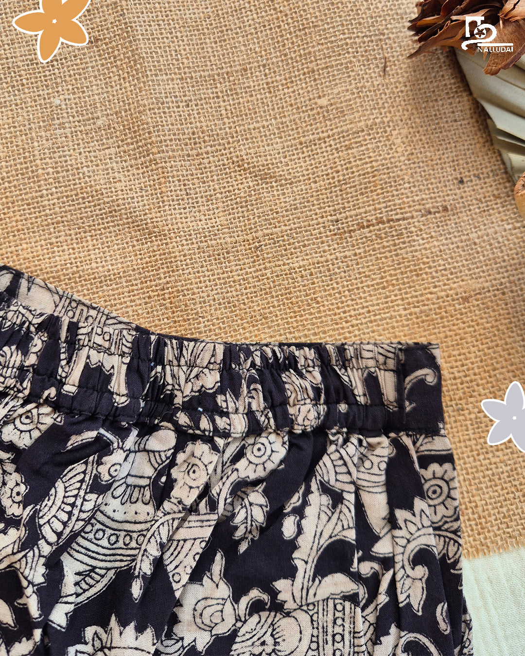 Black Bloom Kalamkari Palazzo Set