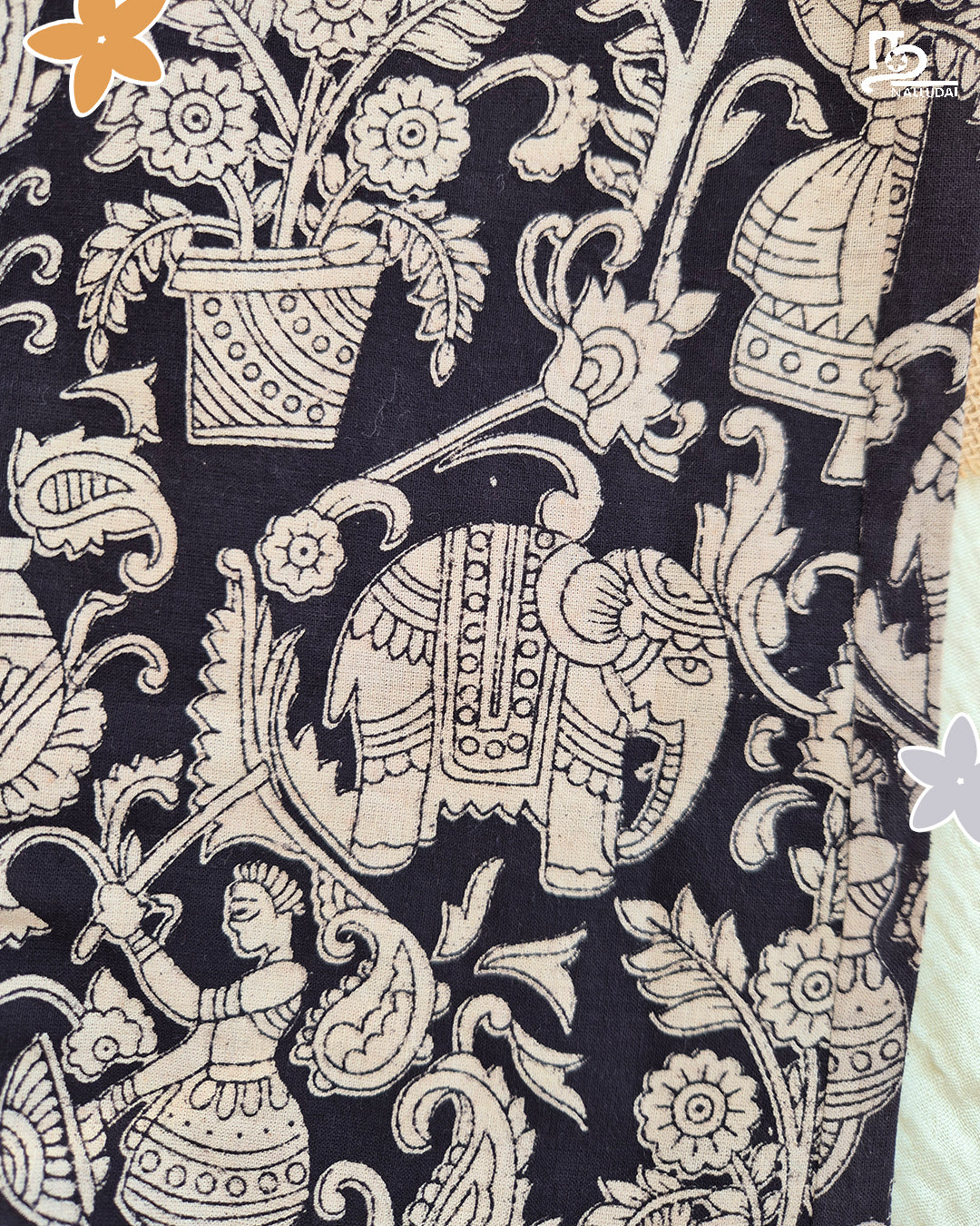 Black Bloom Kalamkari Palazzo Set