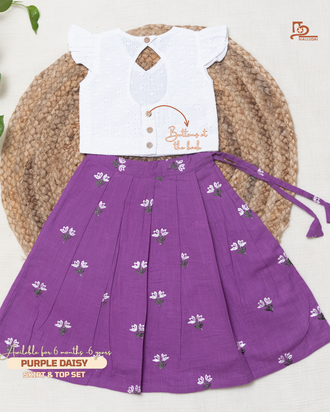 Purple Daisy Skirt & Crop Top set
