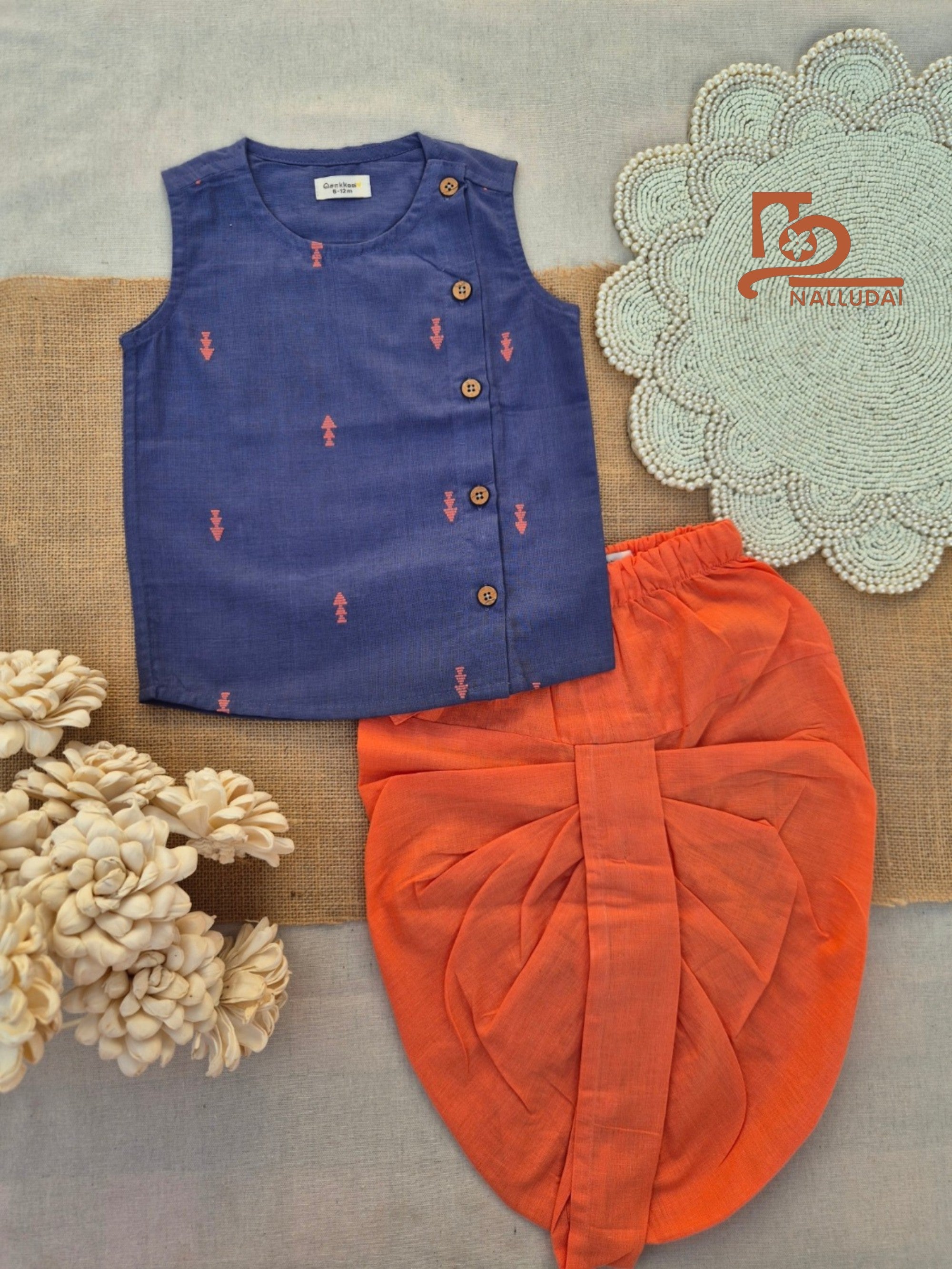 Twilight Orange Dhoti set