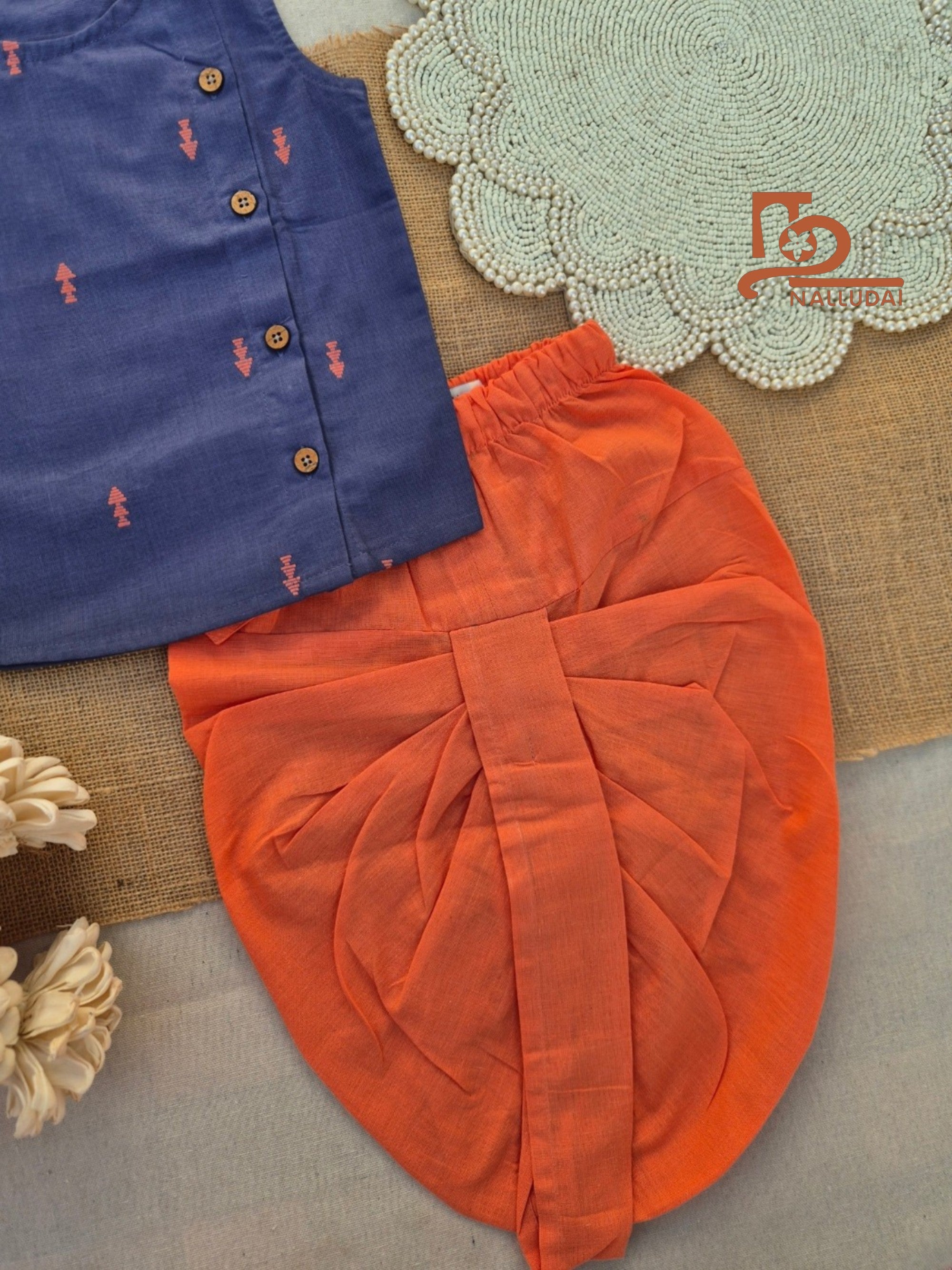 Twilight Orange Dhoti set