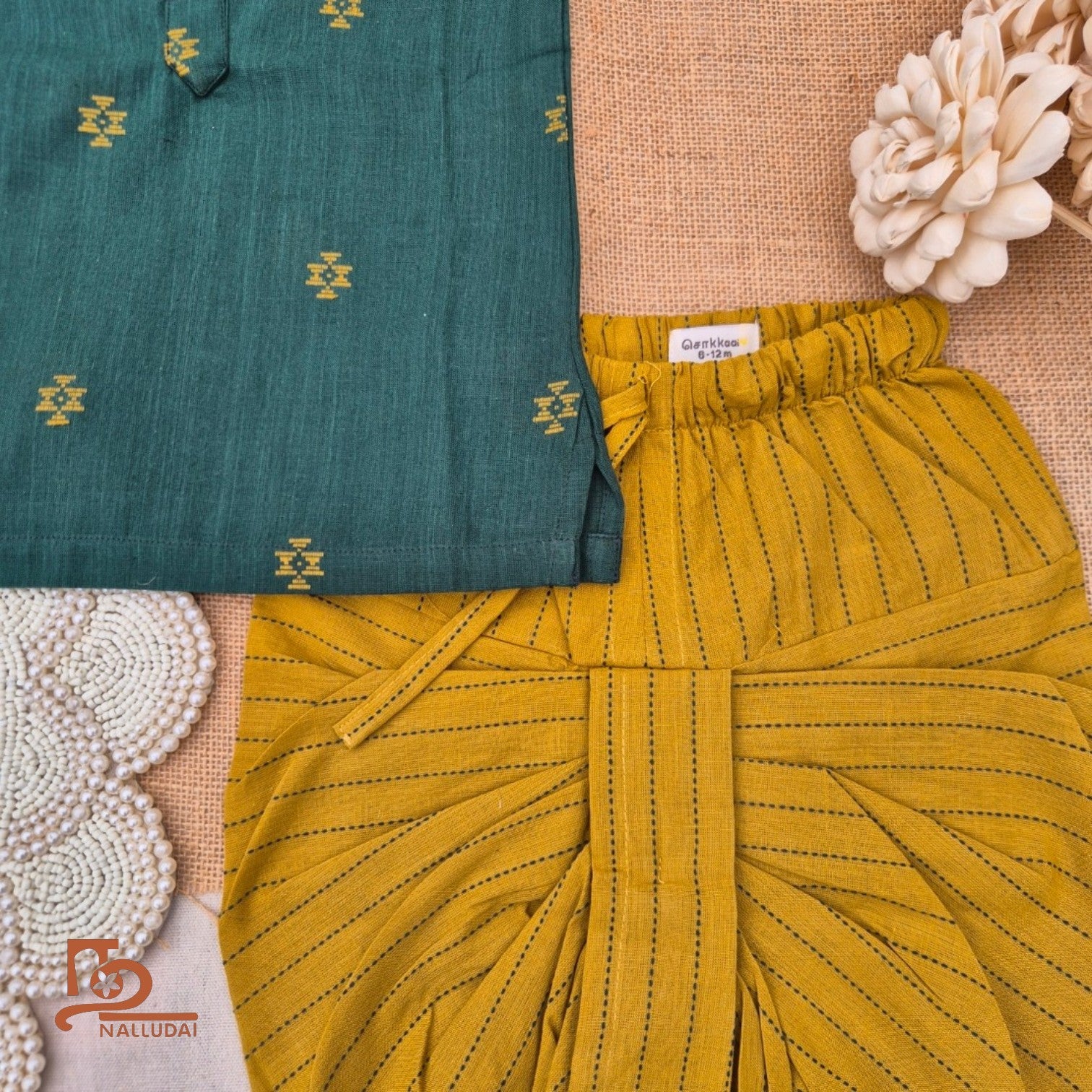Emerald Grove Handloom Dhoti  set