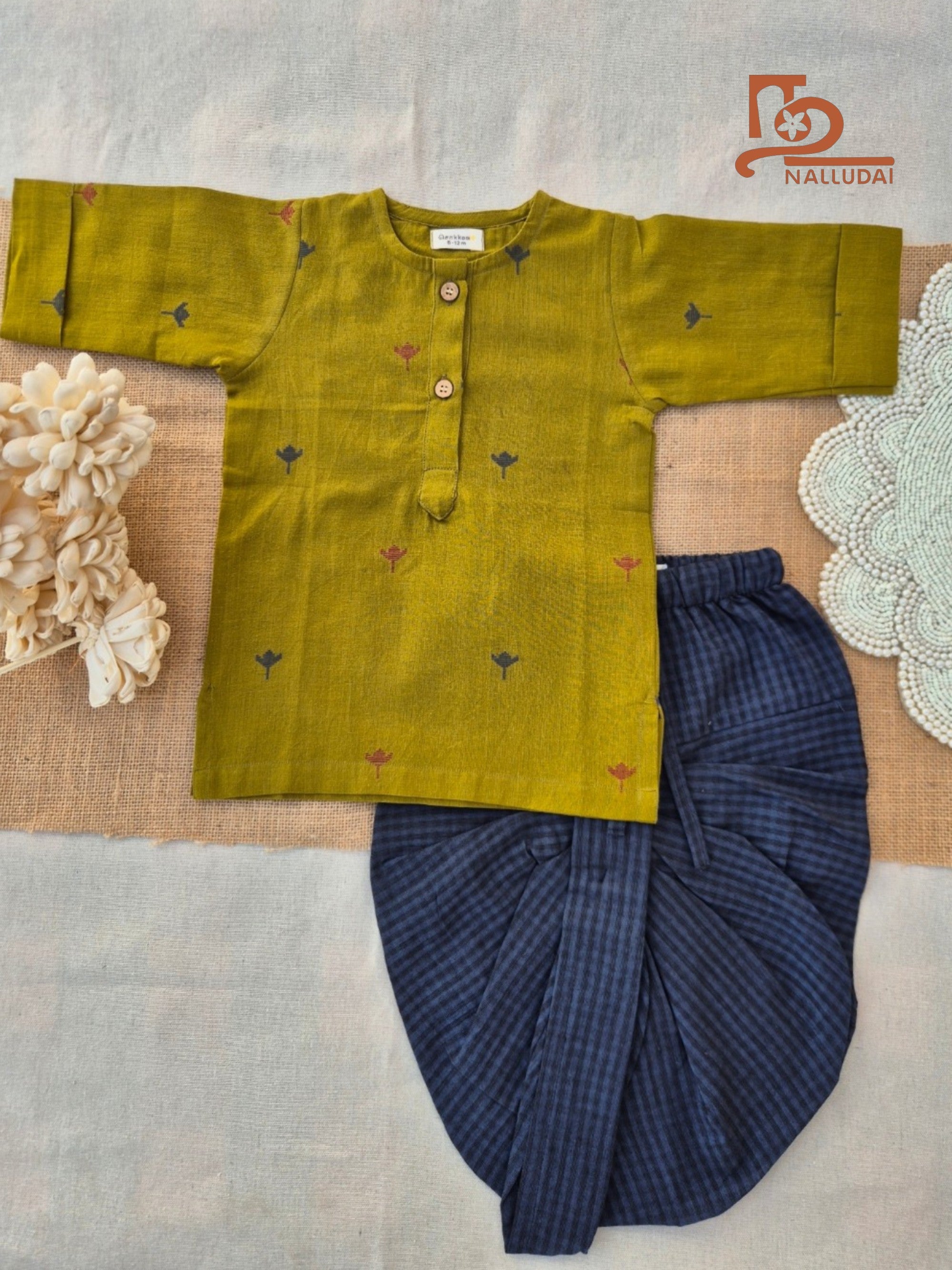 Olive Orchard Handloom Dhoti set
