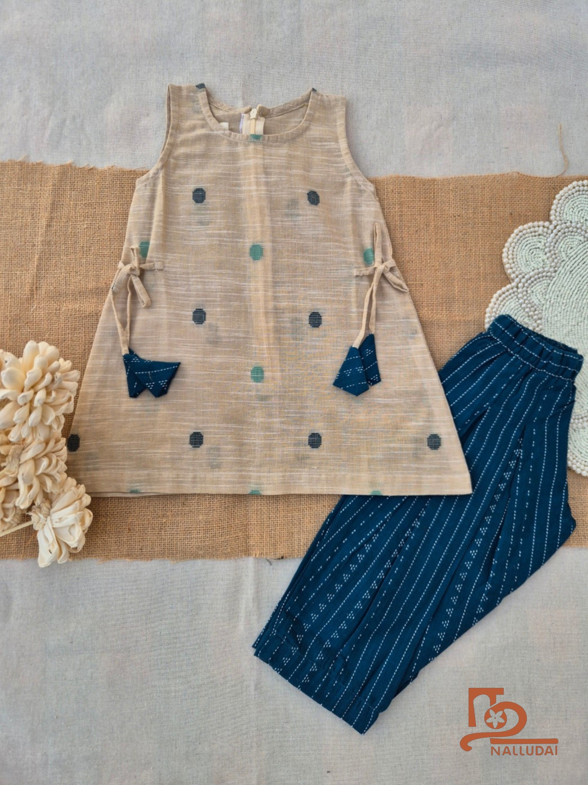 Ivory Tide Handloom Tie-up Tunic set