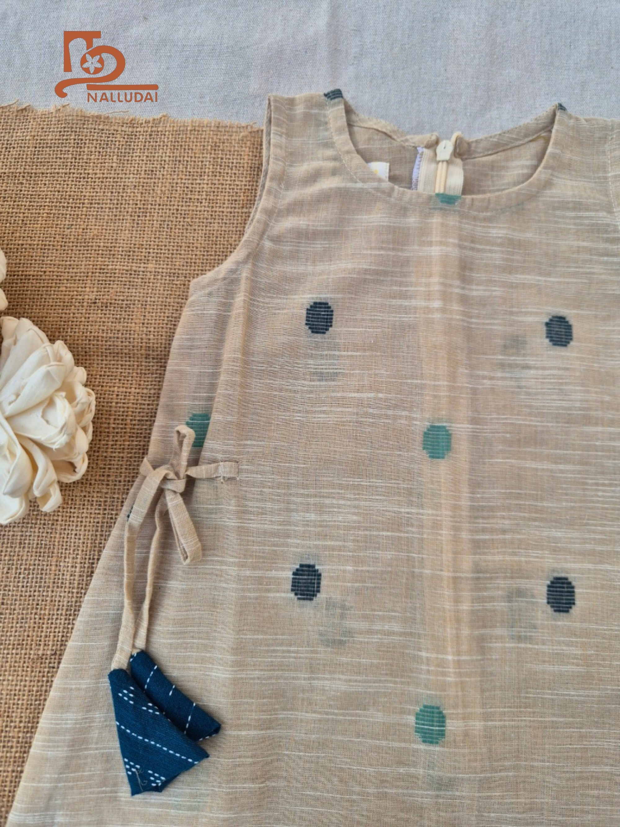 Ivory Tide Handloom Tie-up Tunic set