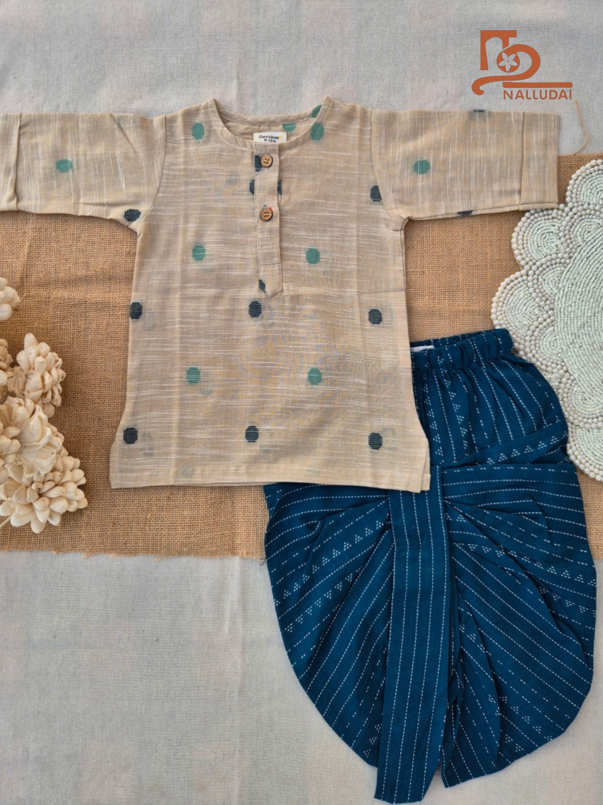 Ivory Tide Handloom Dhoti  set