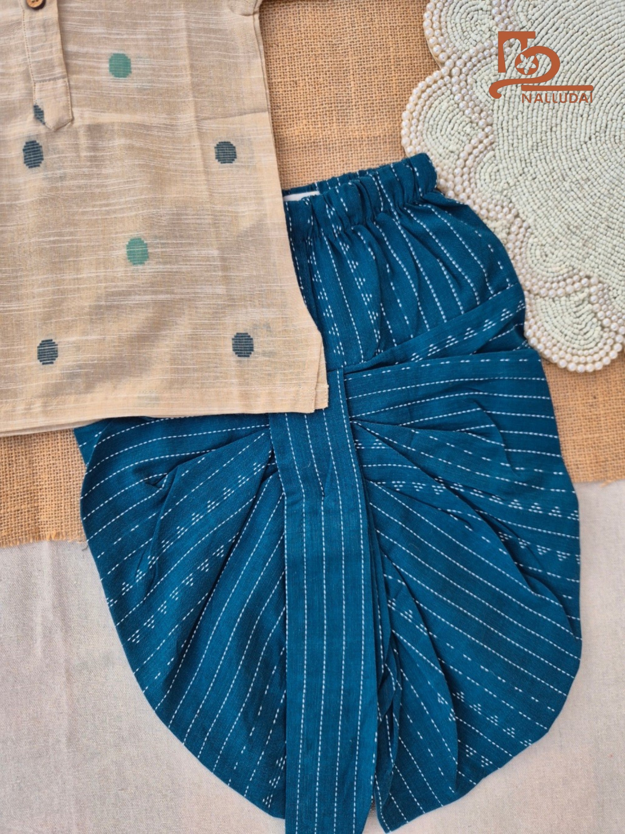 Ivory Tide Handloom Dhoti  set