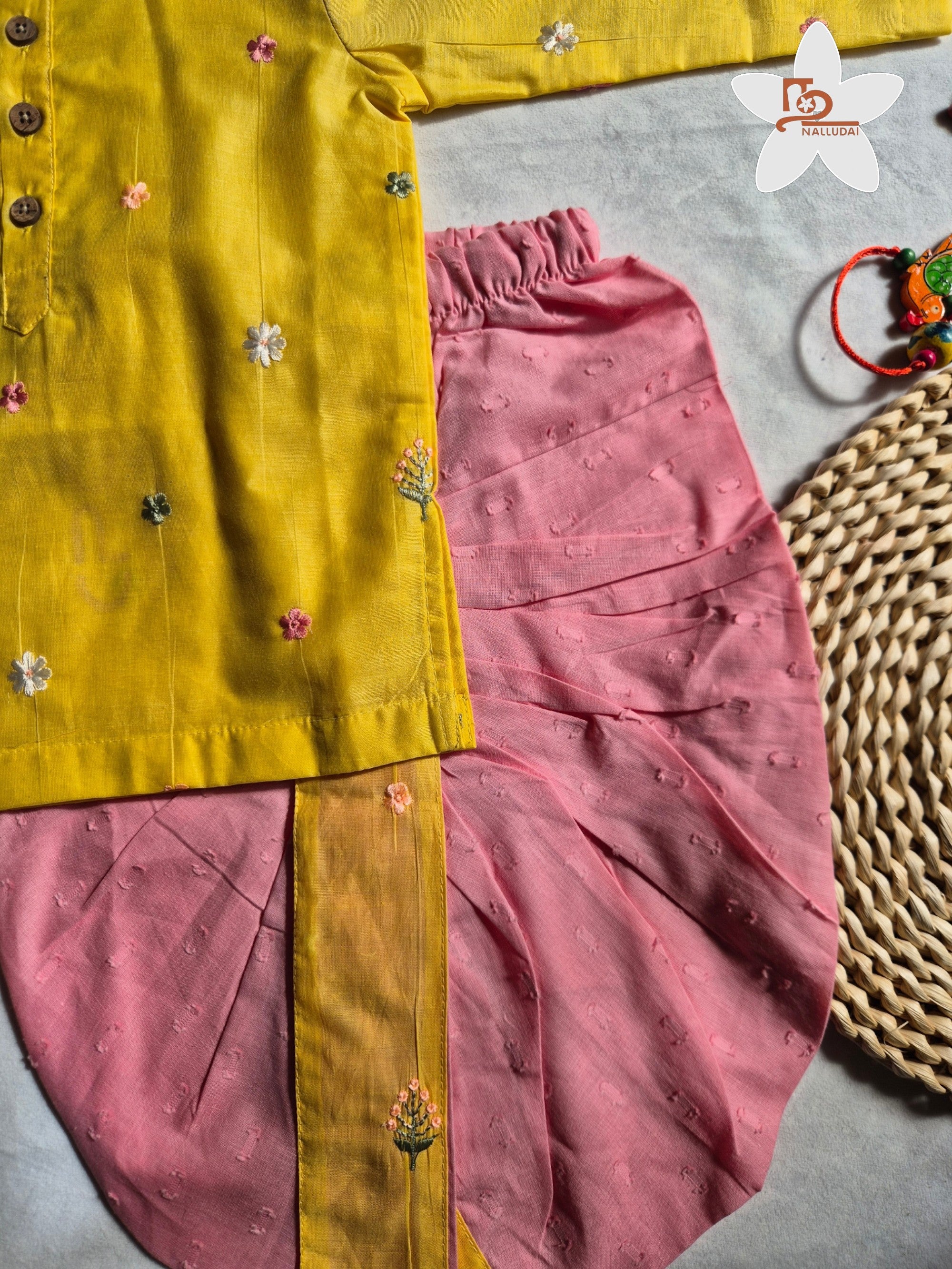 Yellow Bloom Mul Chanderi Dhoti set