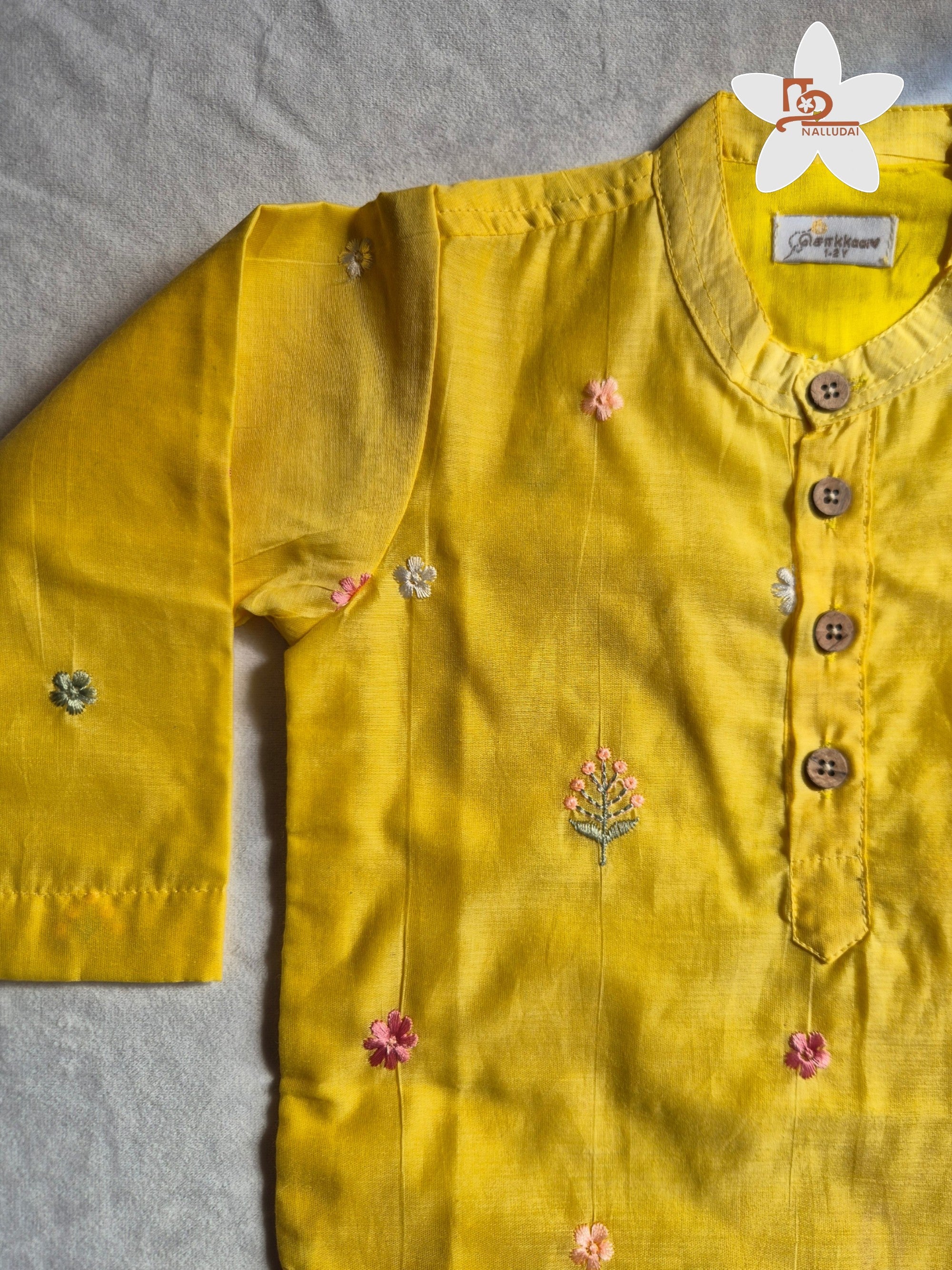 Yellow Bloom Mul Chanderi Dhoti set