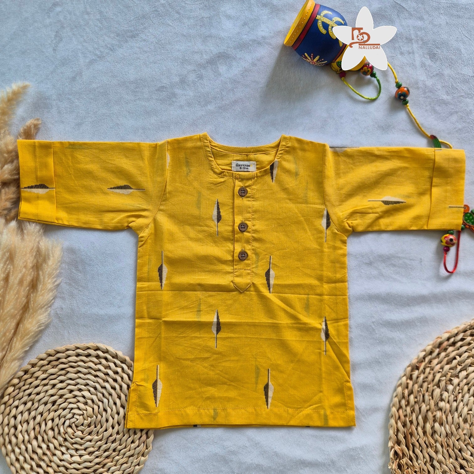 Yellow With Pine Butta Kurta