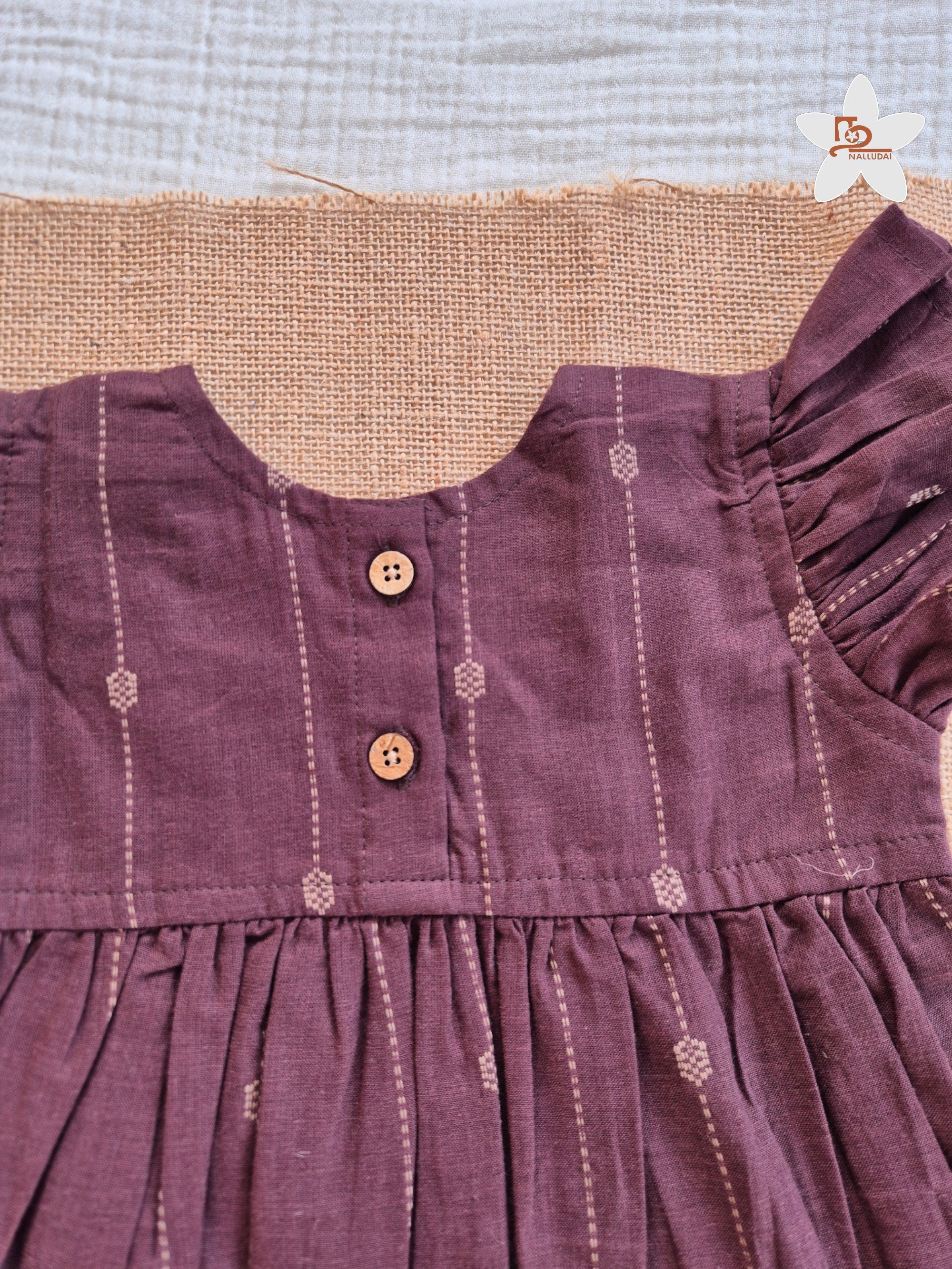 Cocoa Dune Frill Sleeve Box Neck Frock