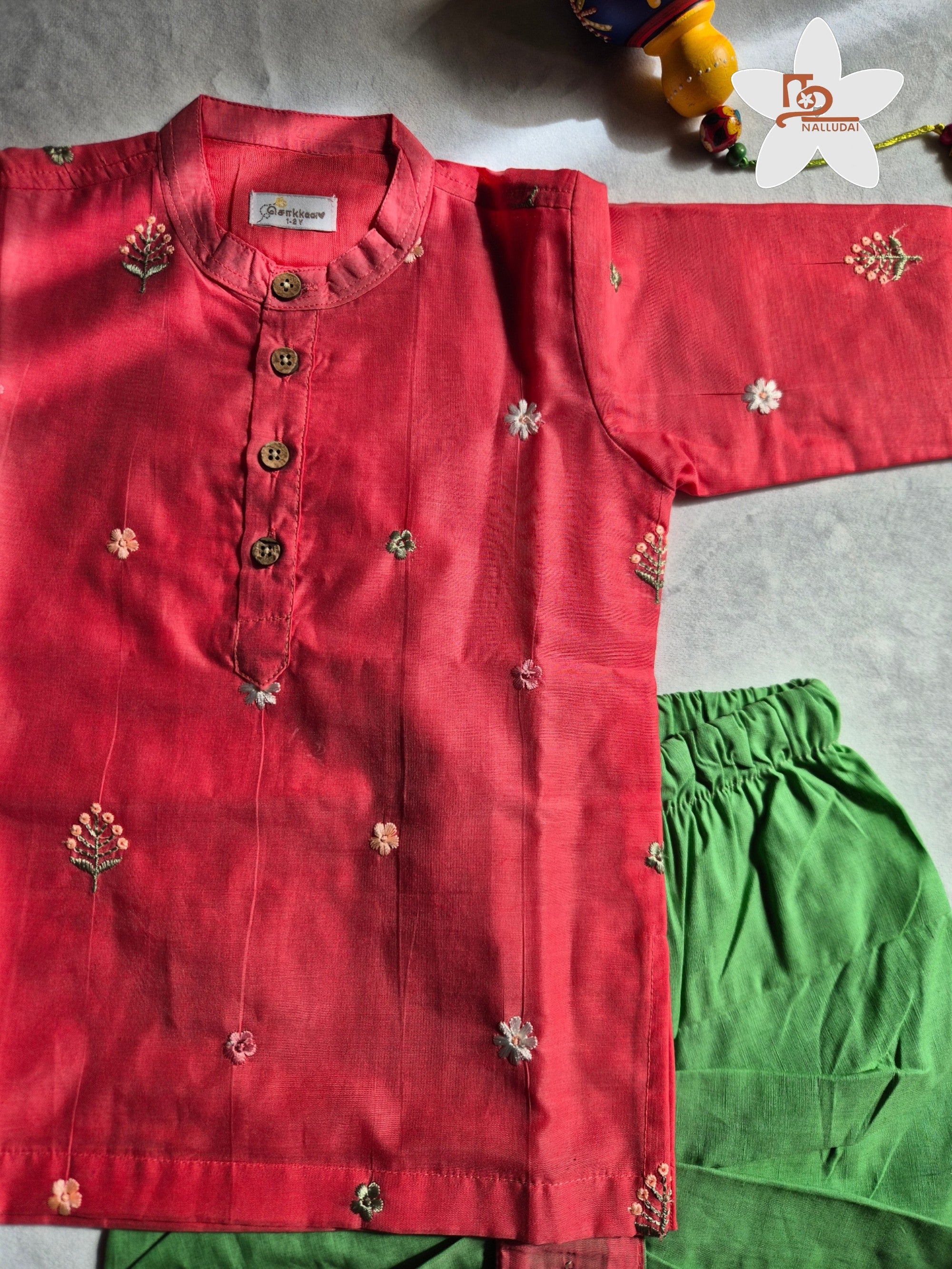 Coral Bloom Mul Chanderi Dhoti set