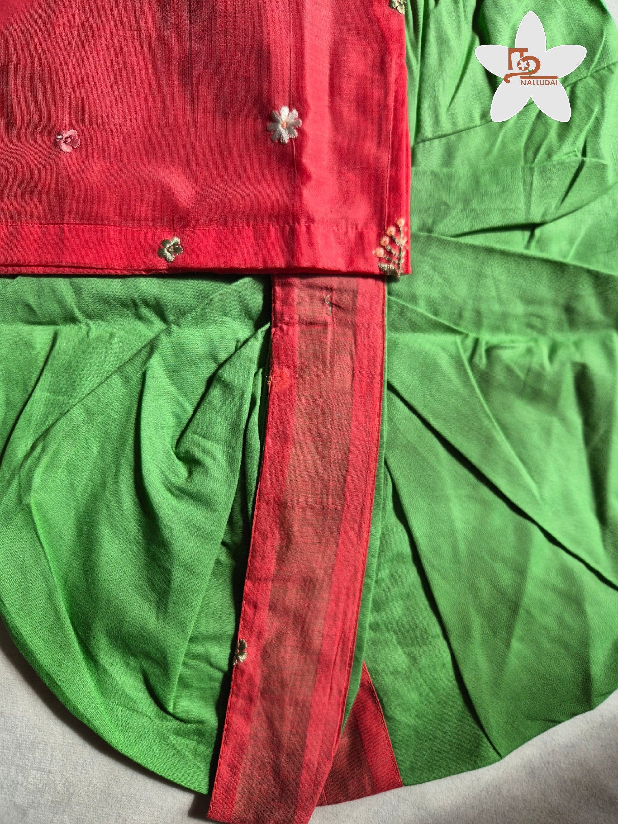 Coral Bloom Mul Chanderi Dhoti set