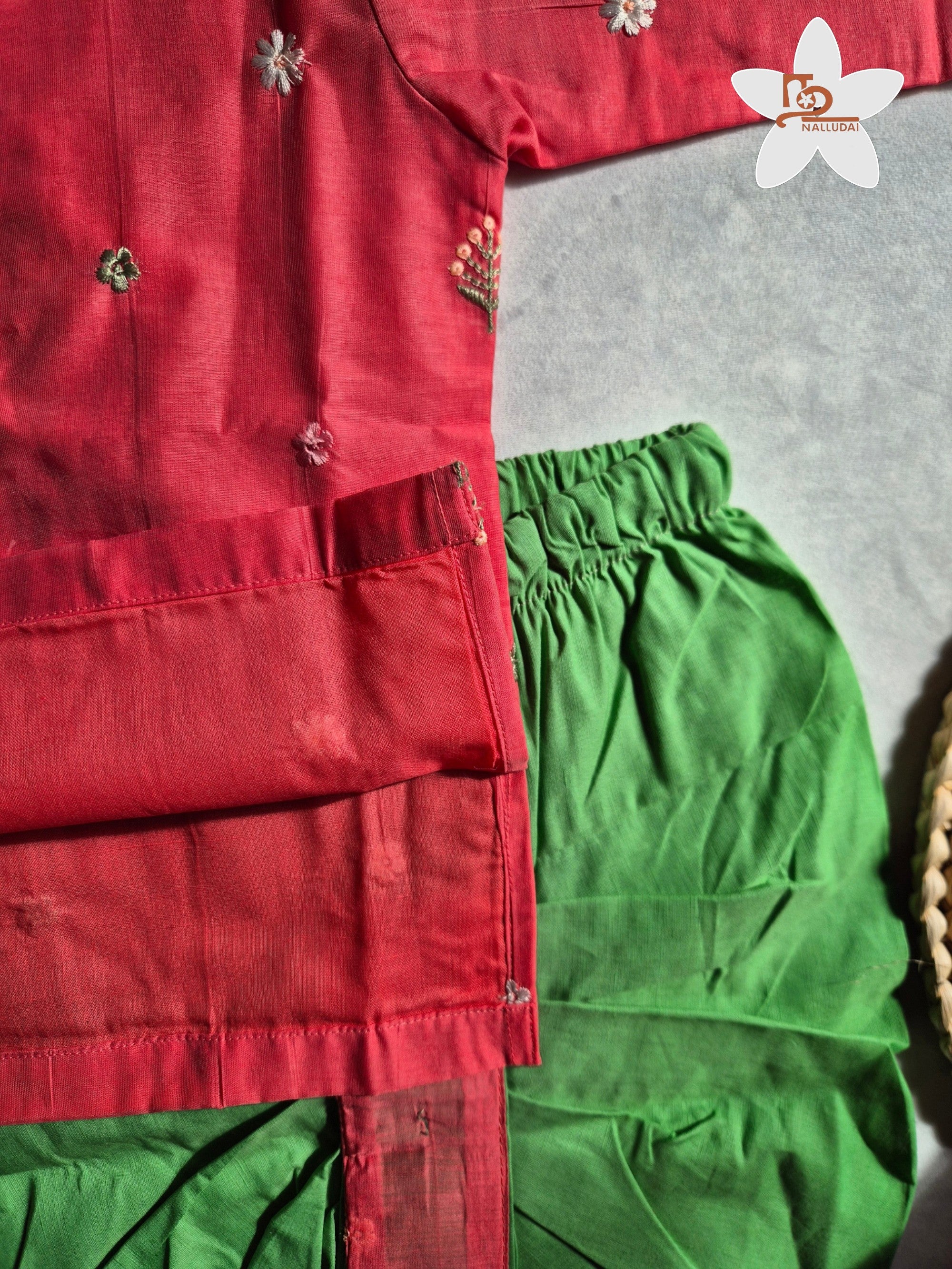 Coral Bloom Mul Chanderi Dhoti set