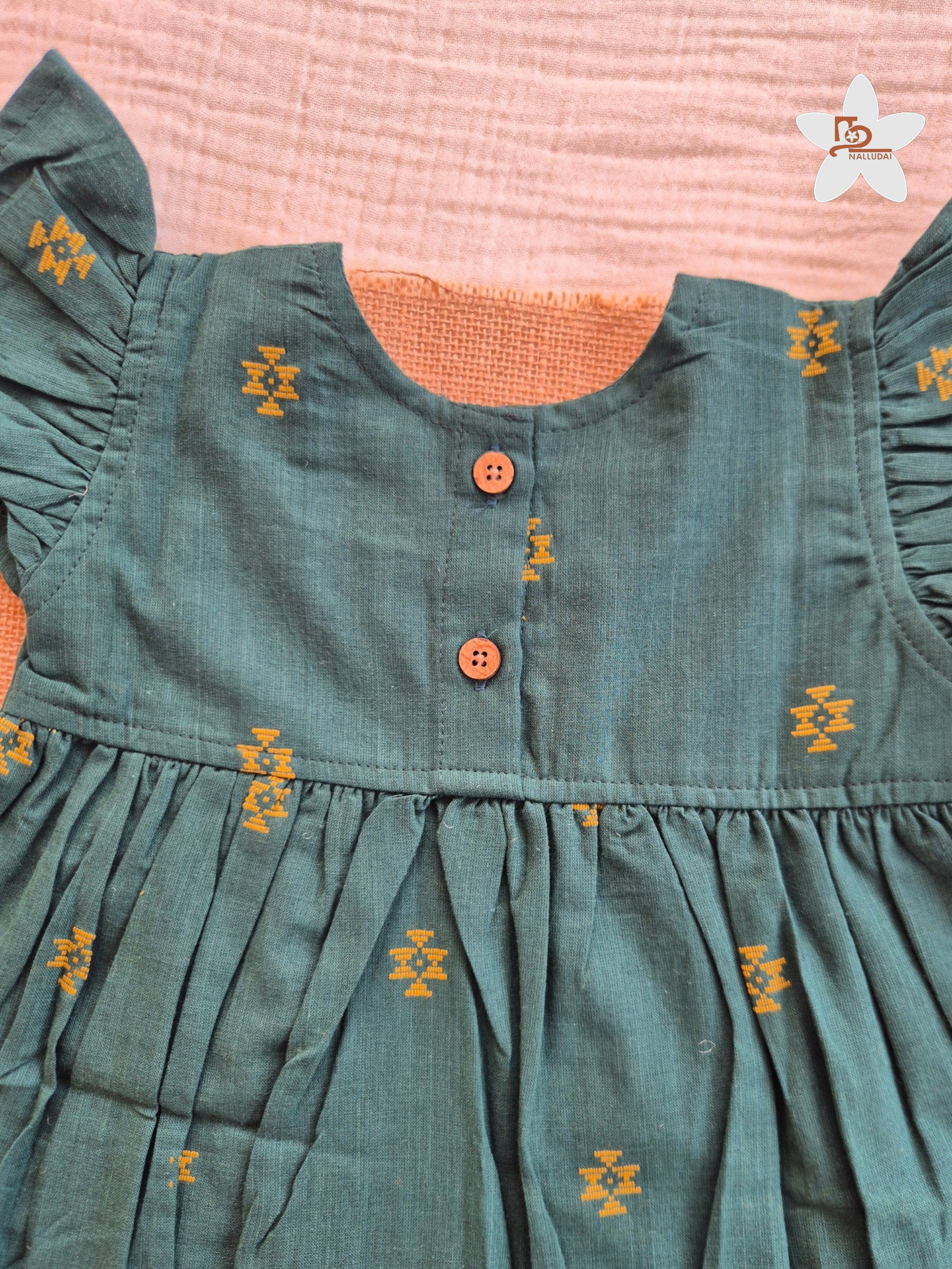 Emerald Grove Frill Sleeve Box Neck Frock