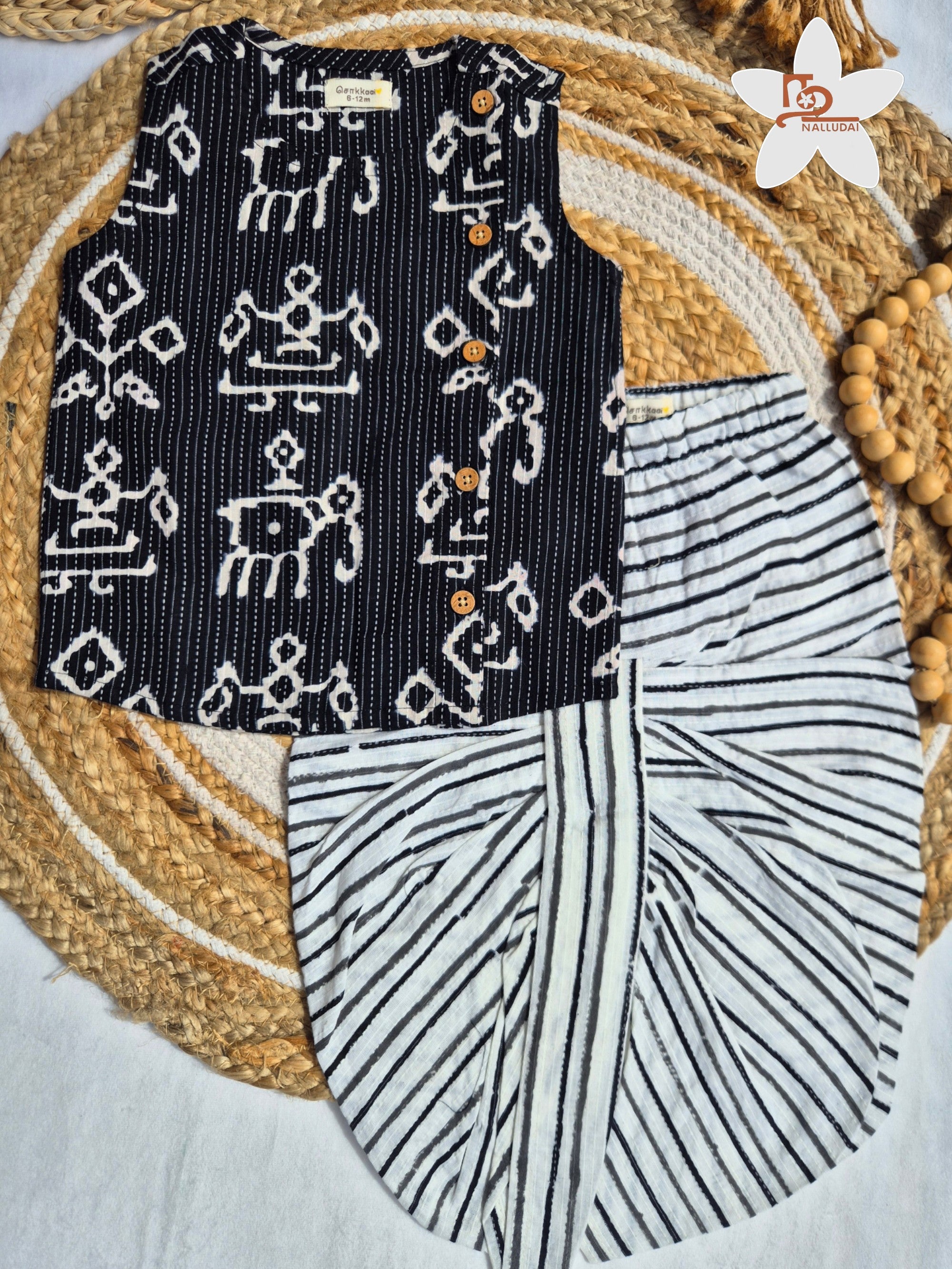 Black Tribal Kantha Cotton Dhoti set