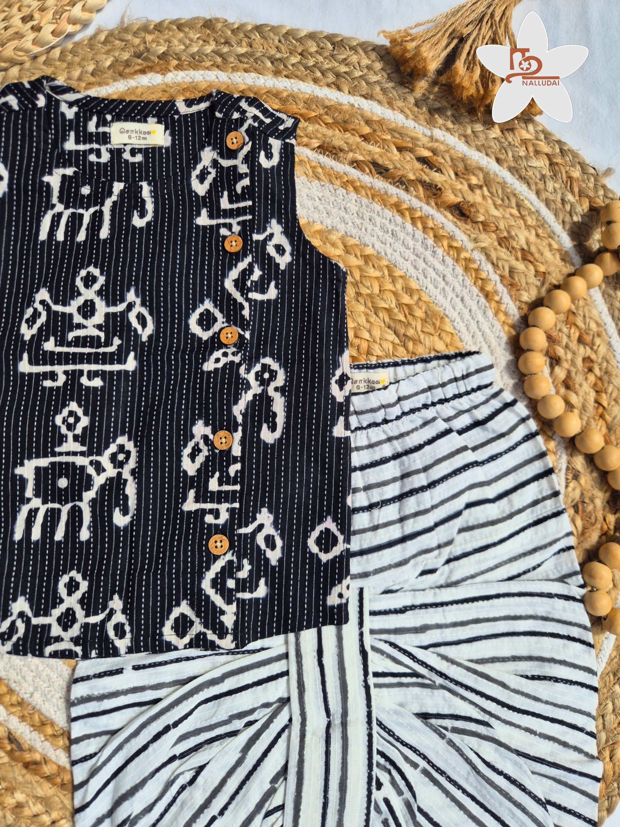 Black Tribal Kantha Cotton Dhoti set