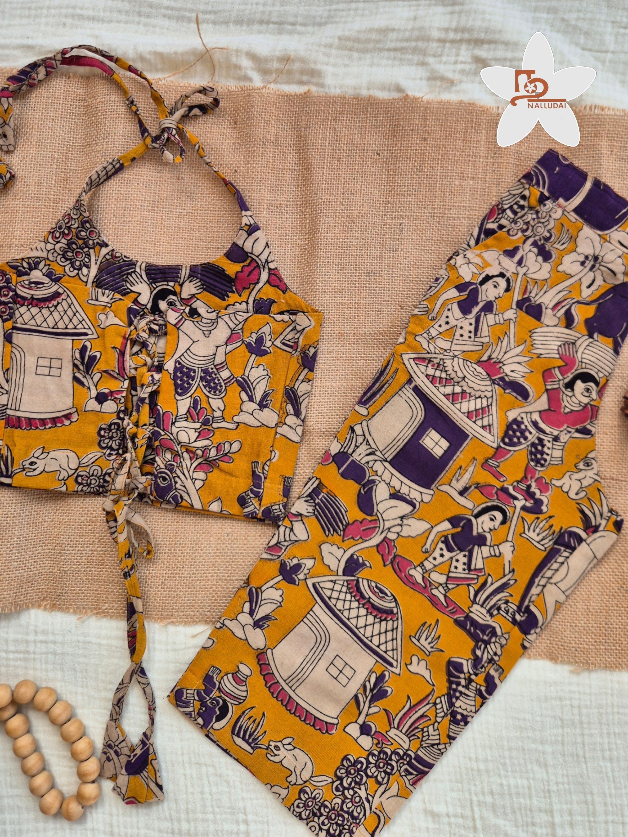 Golden Folk Kalamkari Palazzo Set