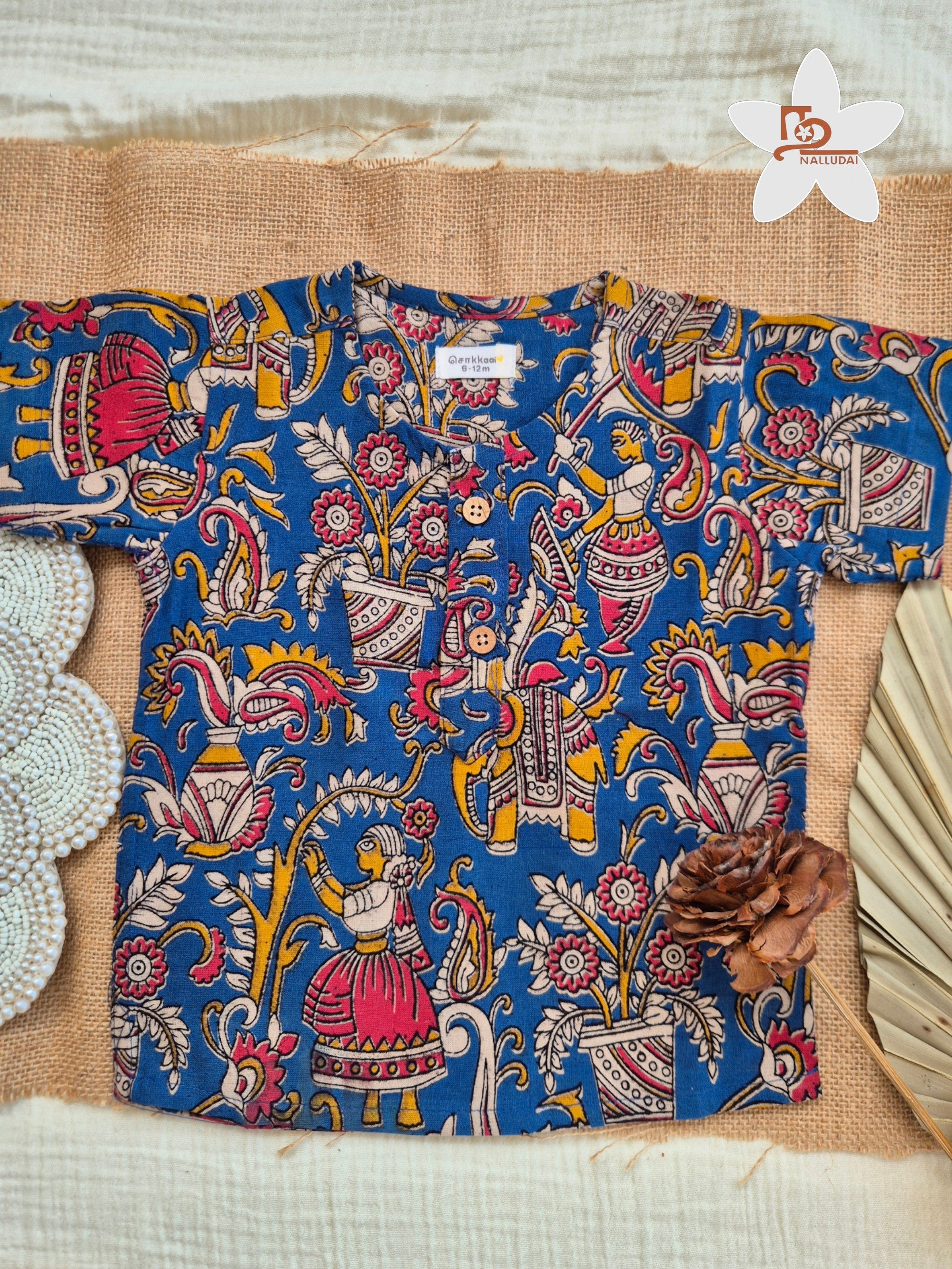 Folk Blue Kalamkari Kurta