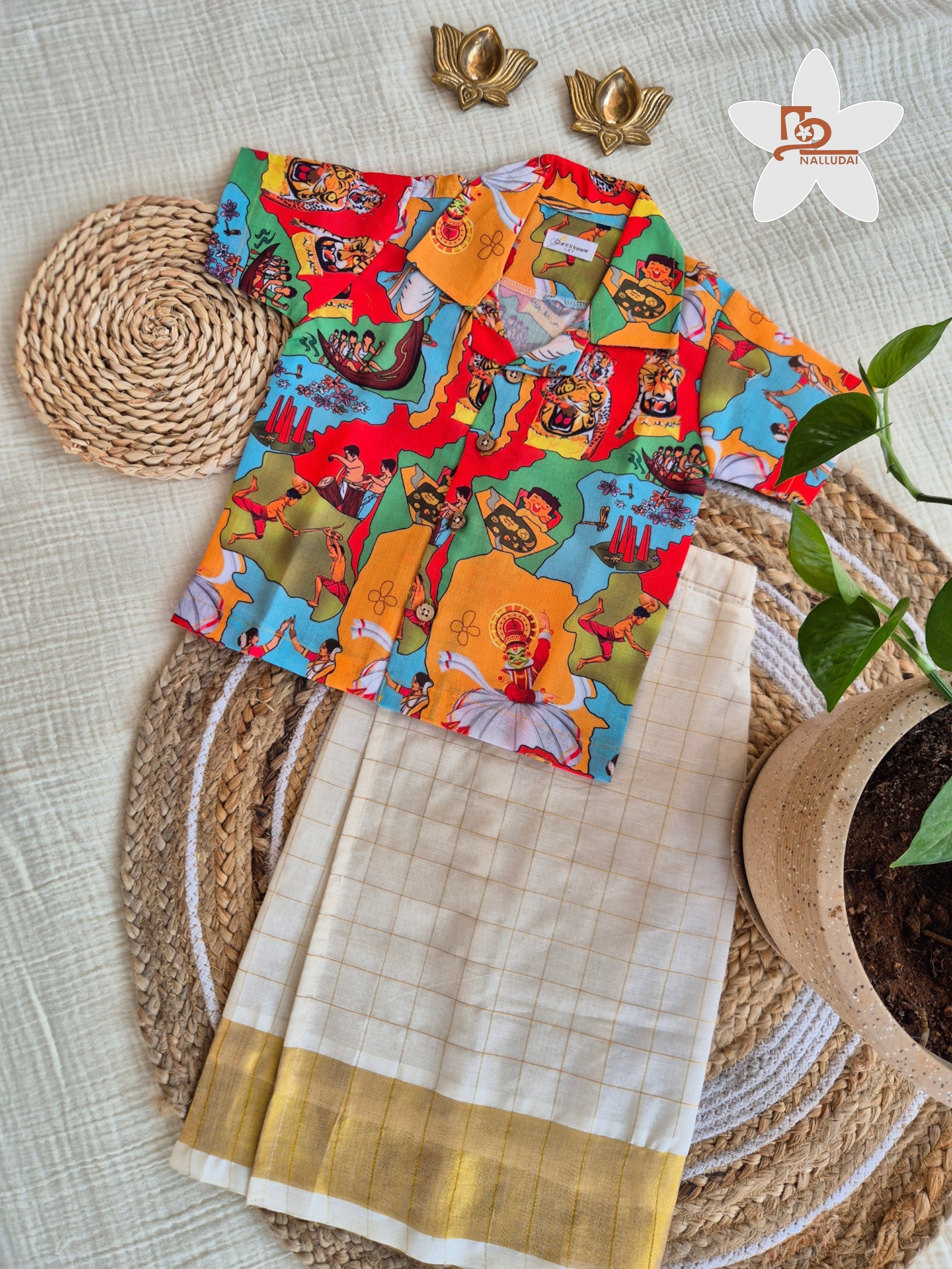 God's Own Carnival Shirt & Veshti set