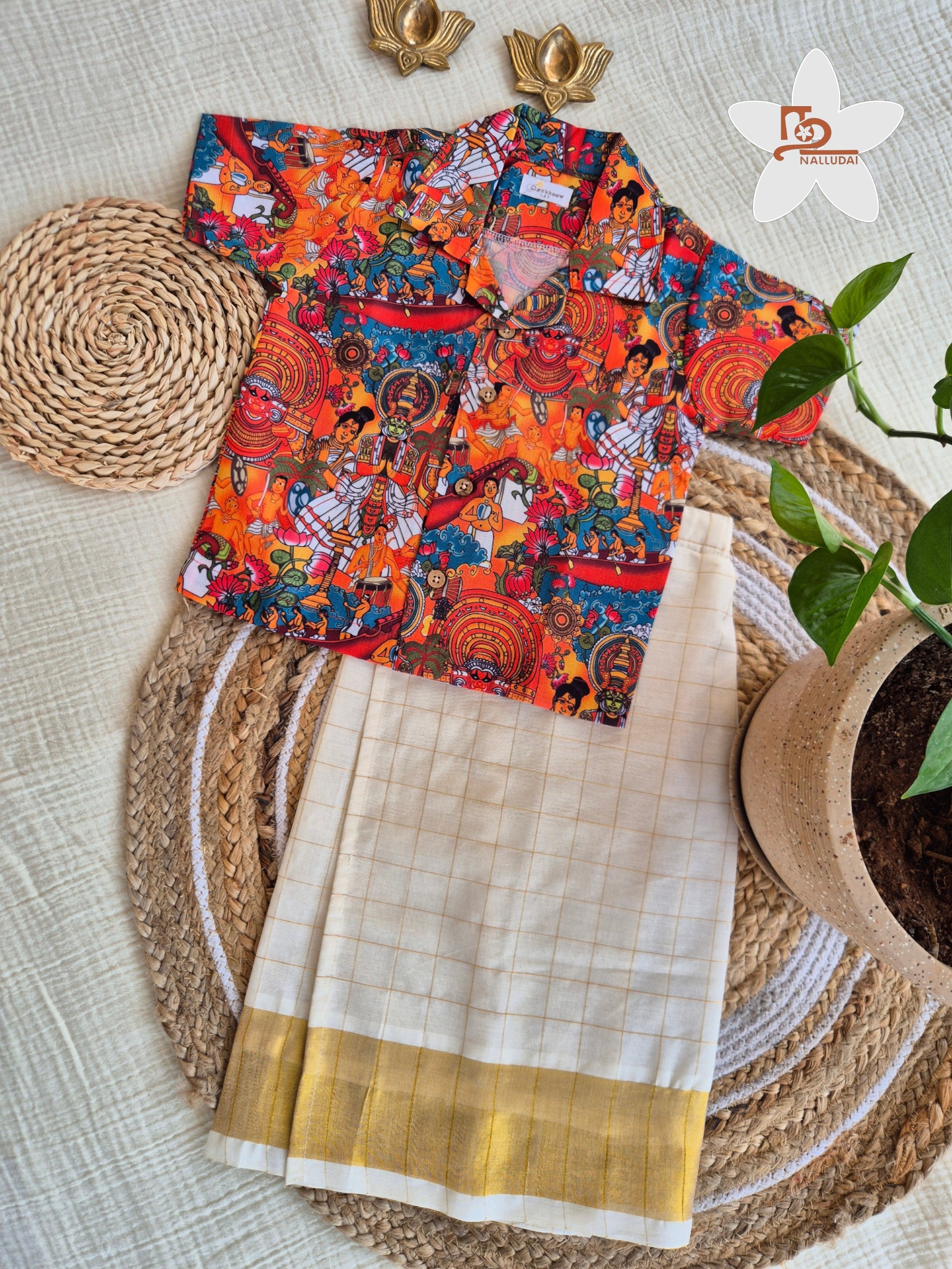 Onam Theyyam Shirt & Veshti set