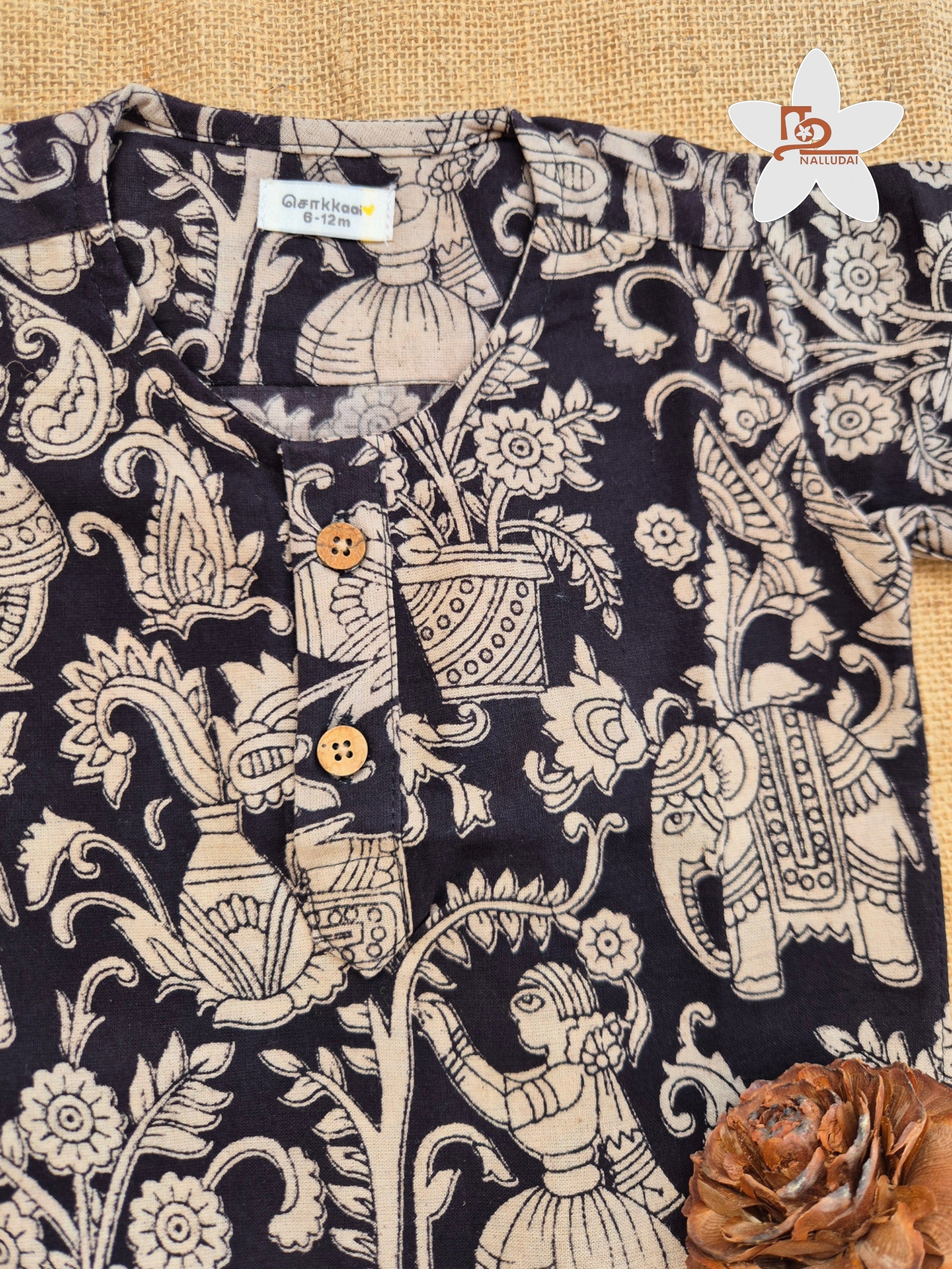 Black Bloom Kalamkari Kurta