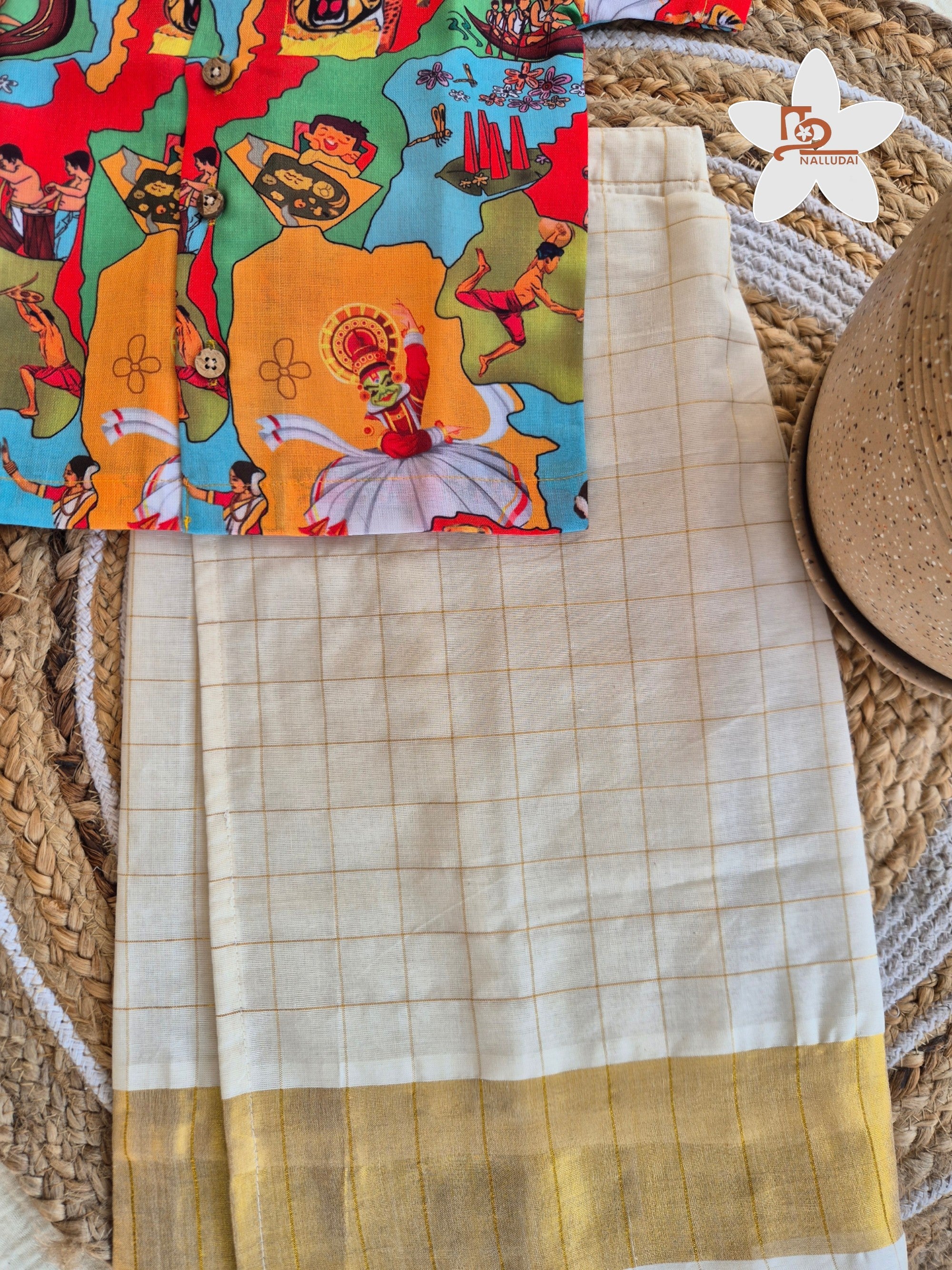 God's Own Carnival Shirt & Veshti set
