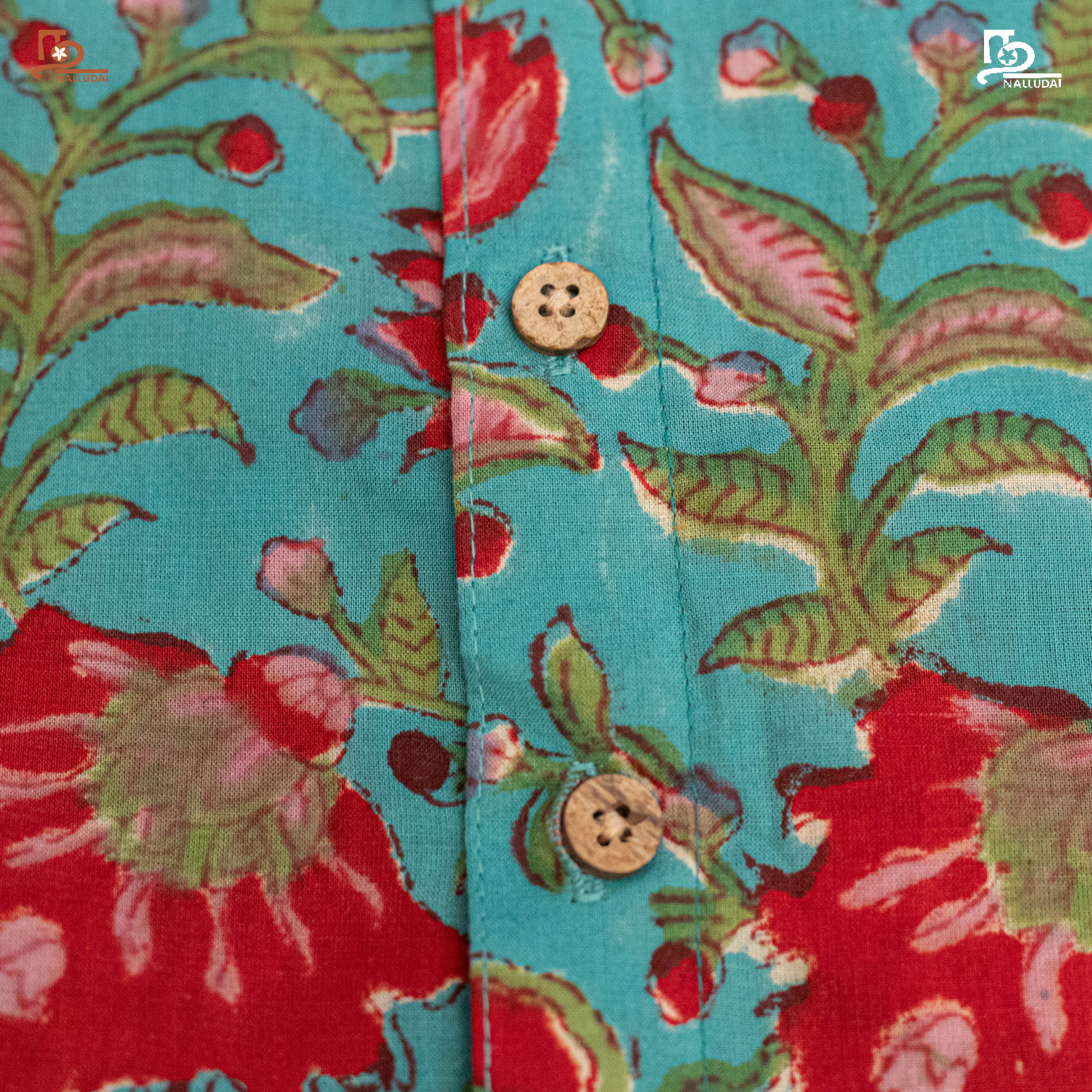 Turquoise Gulmohar Sleeveless Jabla