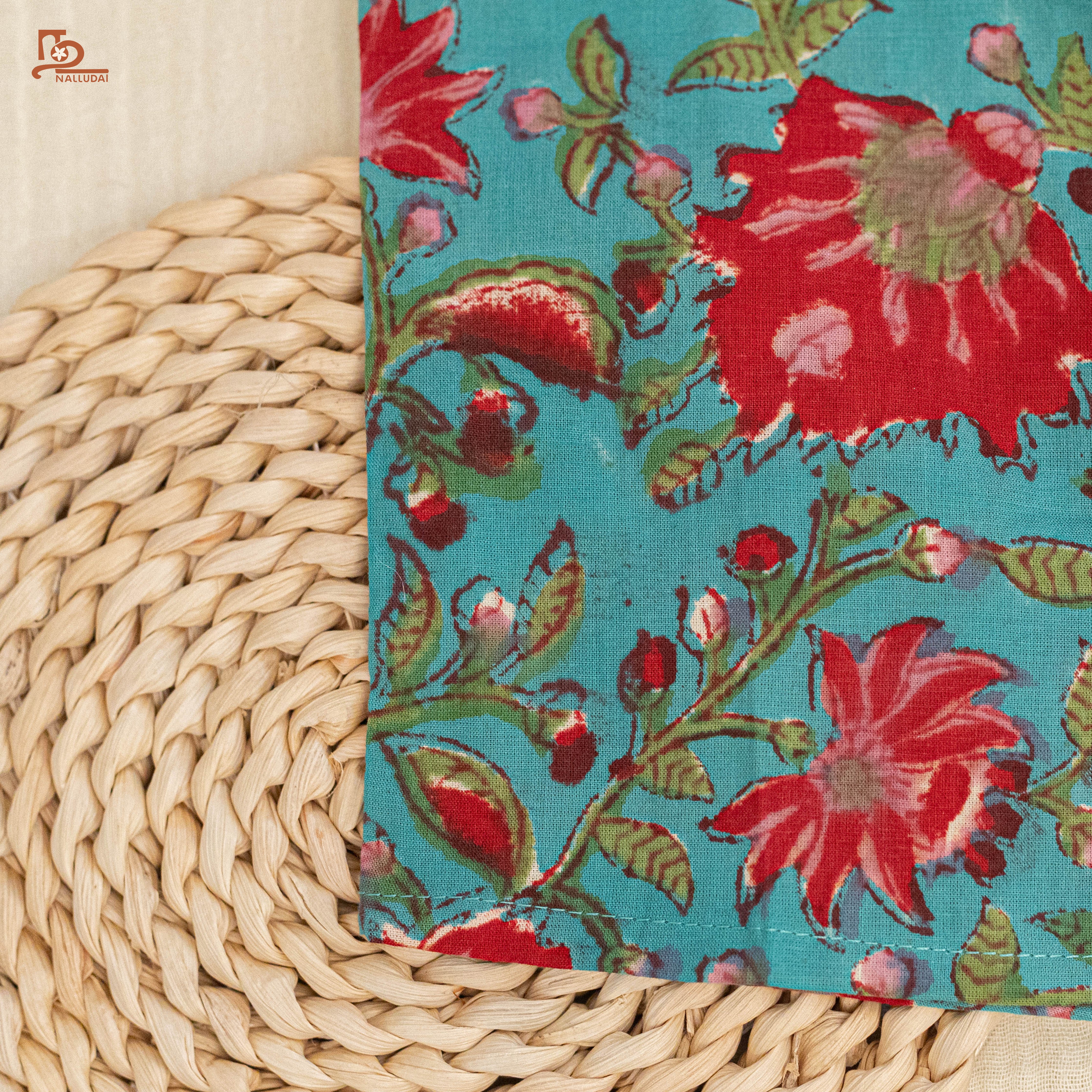 Turquoise Gulmohar Sleeveless Jabla