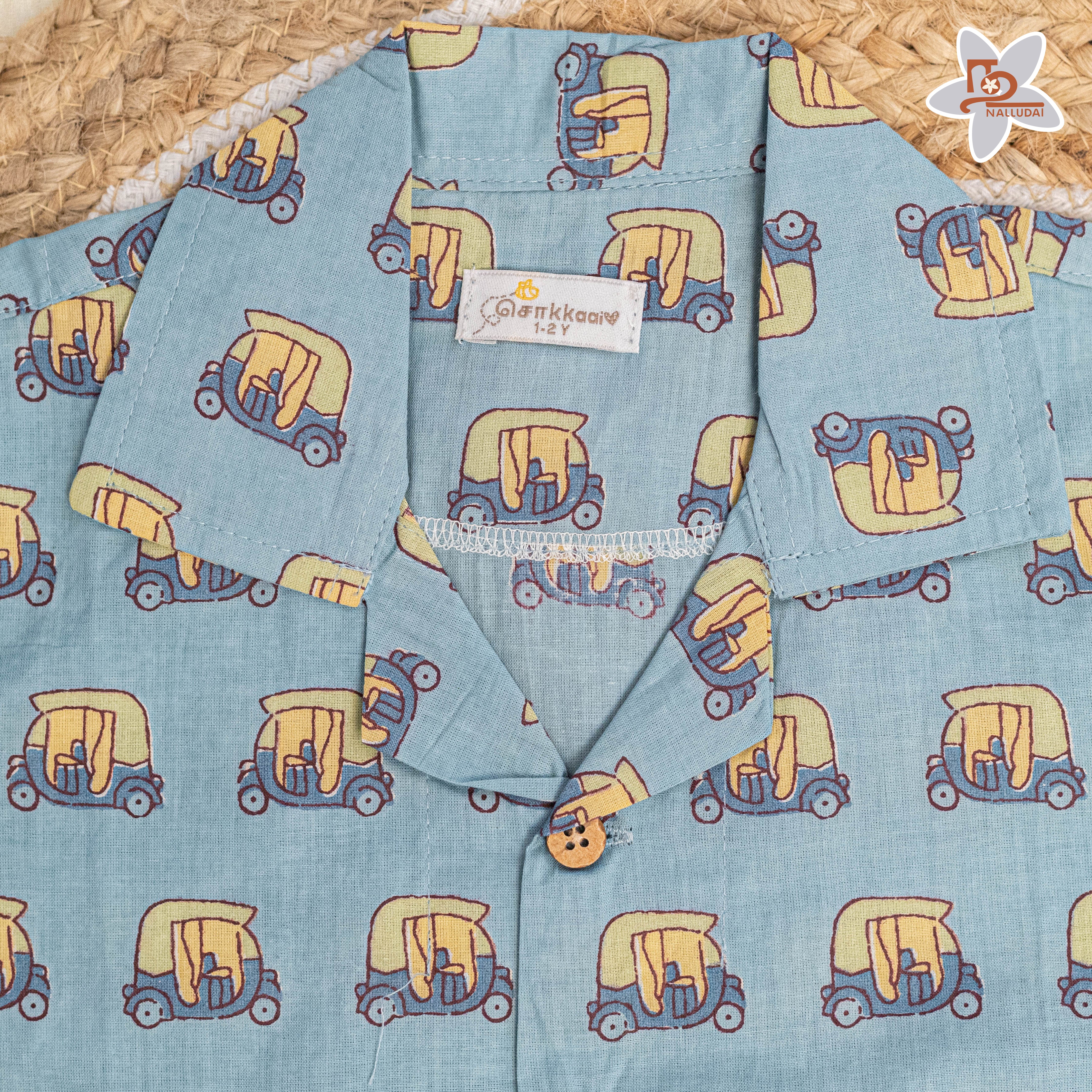 Blue Tuk-Tuk Ride Open Collar Coord Set