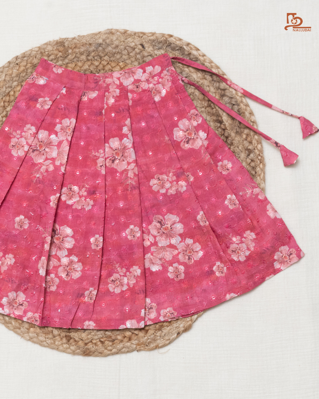 Magenta Floral Skirt & Crop Top set
