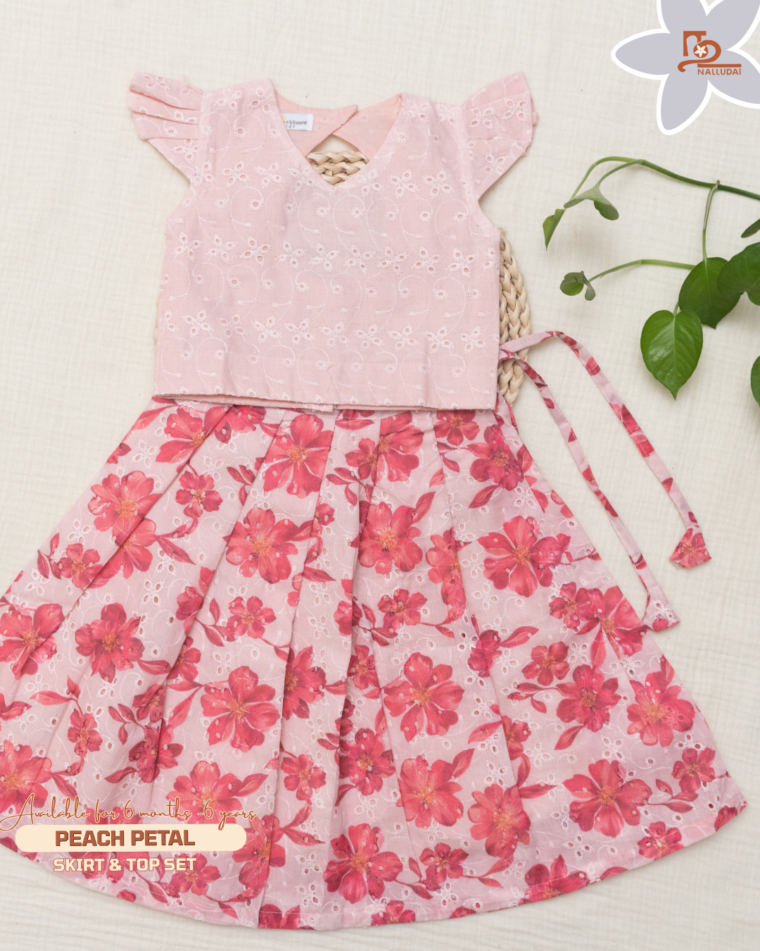 Peach Petal Skirt & Crop Top set