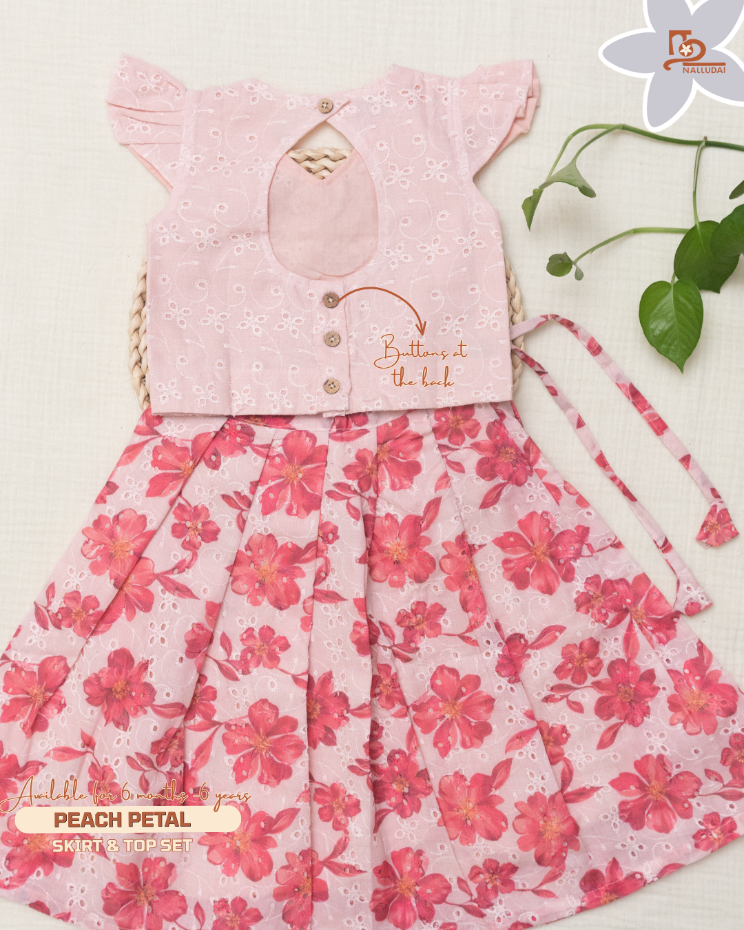 Peach Petal Skirt & Crop Top set