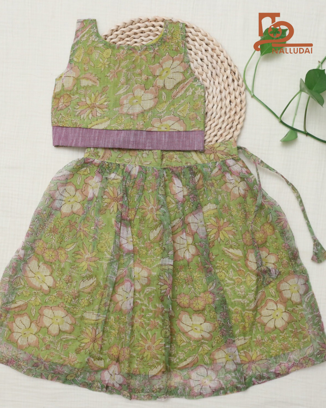 Spring Meadow Floral Kota Cotton Skirt & Top set