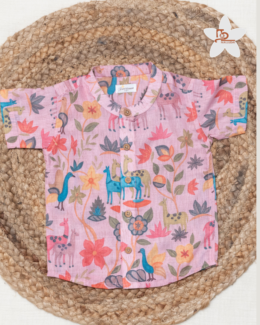 Blush Meadow Mandarin Collar Shirt