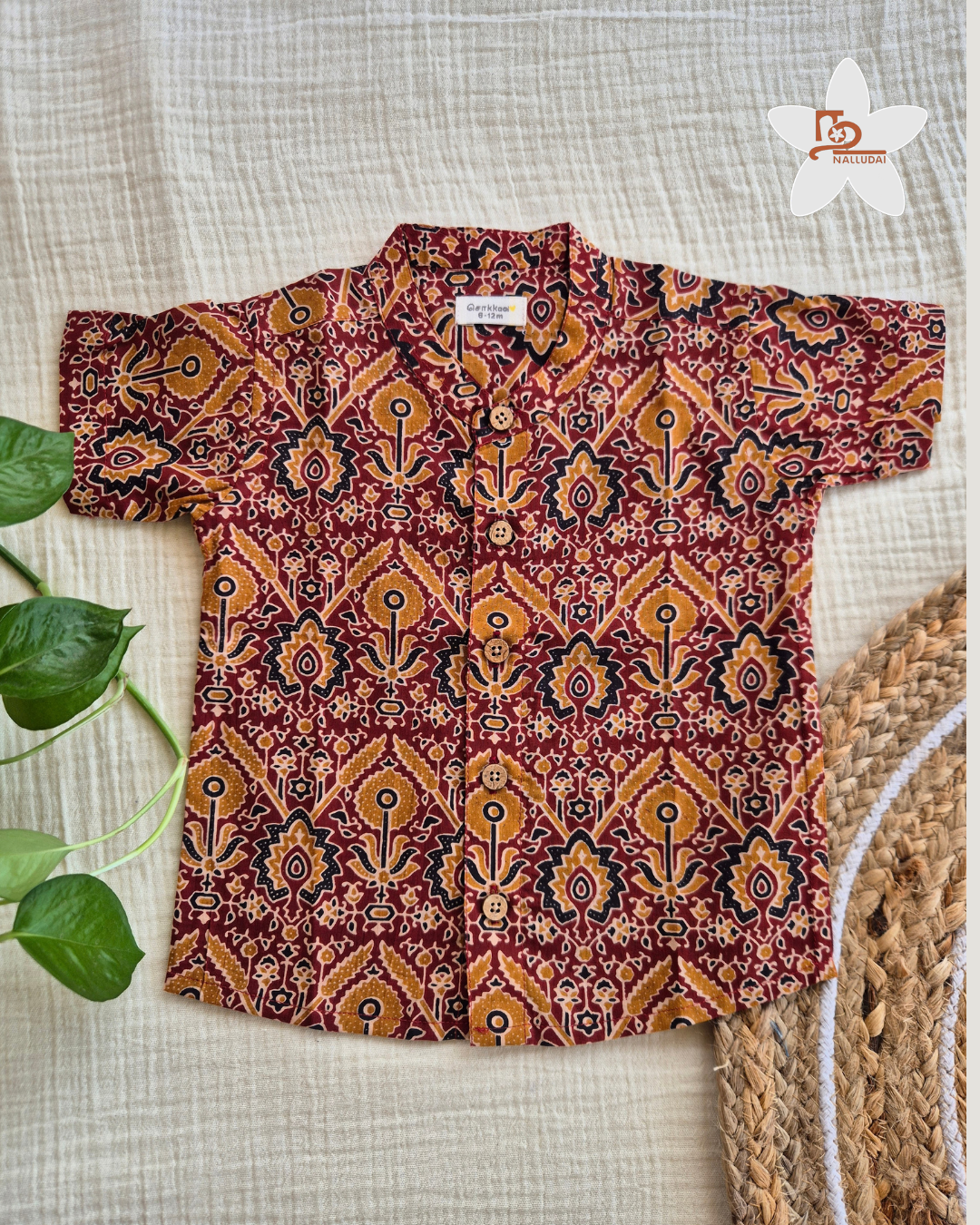 Rustic Boho Mandarin Collar Shirt