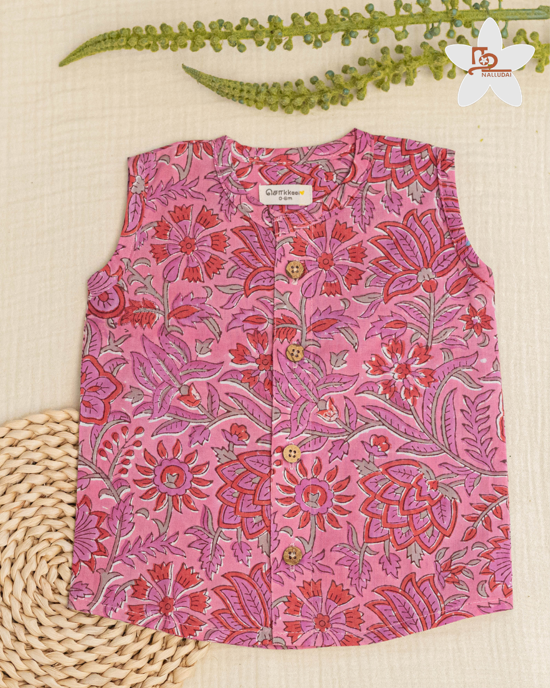 Pink Gulab Sleeveless Jabla