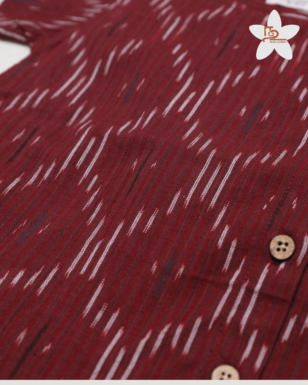 Wine Maroon & Grey Ikat Cotton Dhoti set