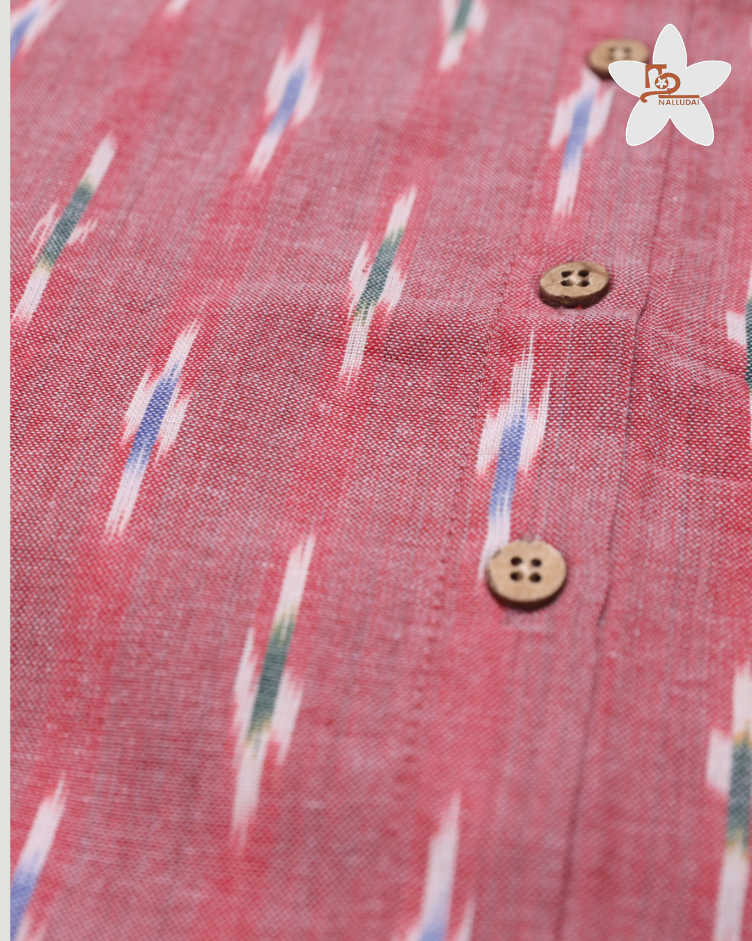 Dusty Rose & Muted Green Ikat Cotton Dhoti set