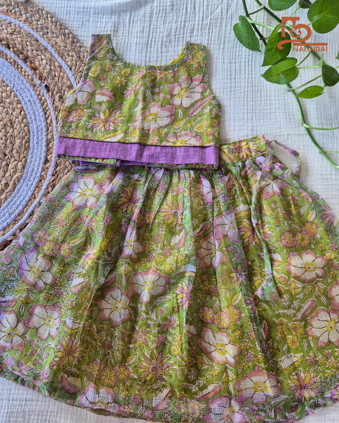 Spring Meadow Floral Kota Cotton Skirt & Top set